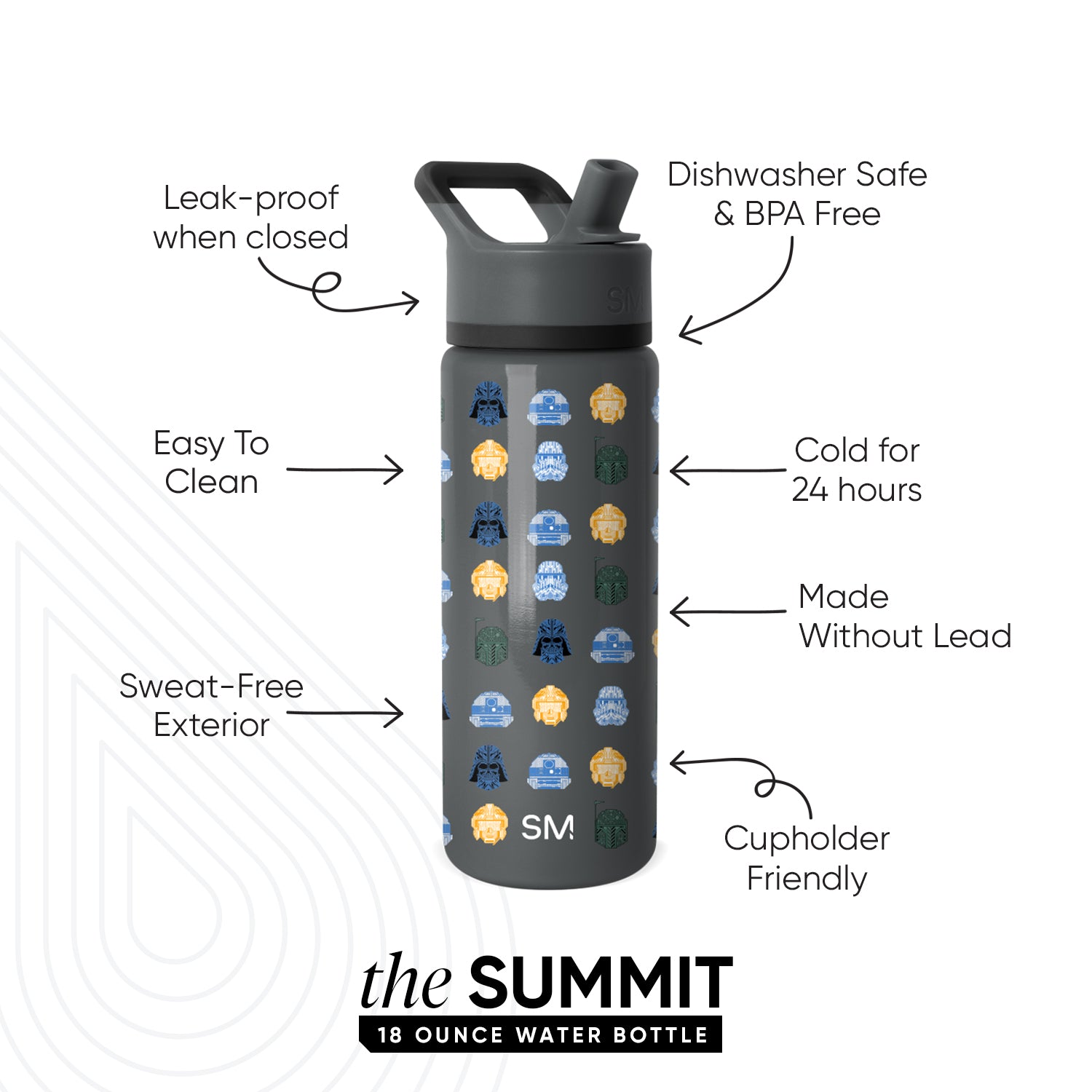 Summit Kids Water Bottle with Straw Lid - BPA Free, Leak Proof, Insulated Stainless Steel Bottle for School, Sports & Outdoor Activities