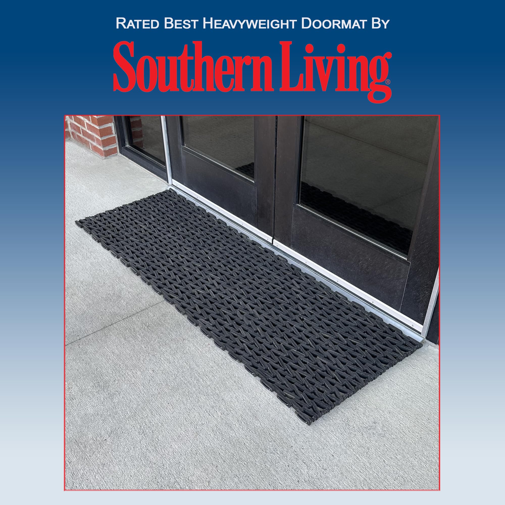 Durable Durite Recycled Tire-Link Outdoor Entrance Mat - Heavy Duty Herringbone Weave, 24