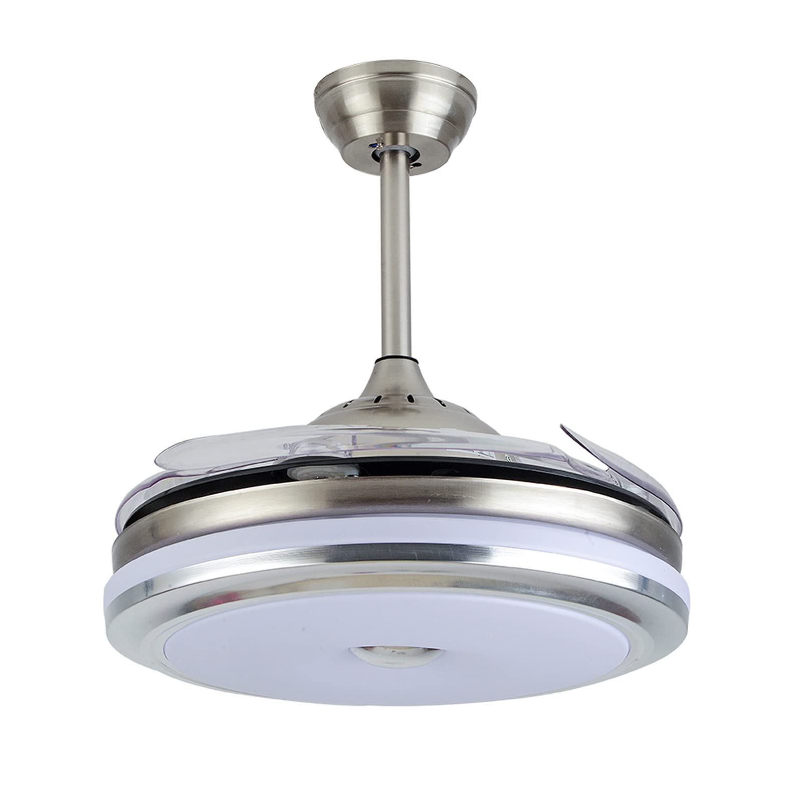 TFCFL 36 Inch Invisible Ceiling Fan with LED Light - Dimmable Modern Chandelier Fan with Remote Control & Retractable Blades, 3 Speed Settings & 3 Color Temperatures - Perfect for Living Room, Bedroom, Restaurant & Office Spaces
