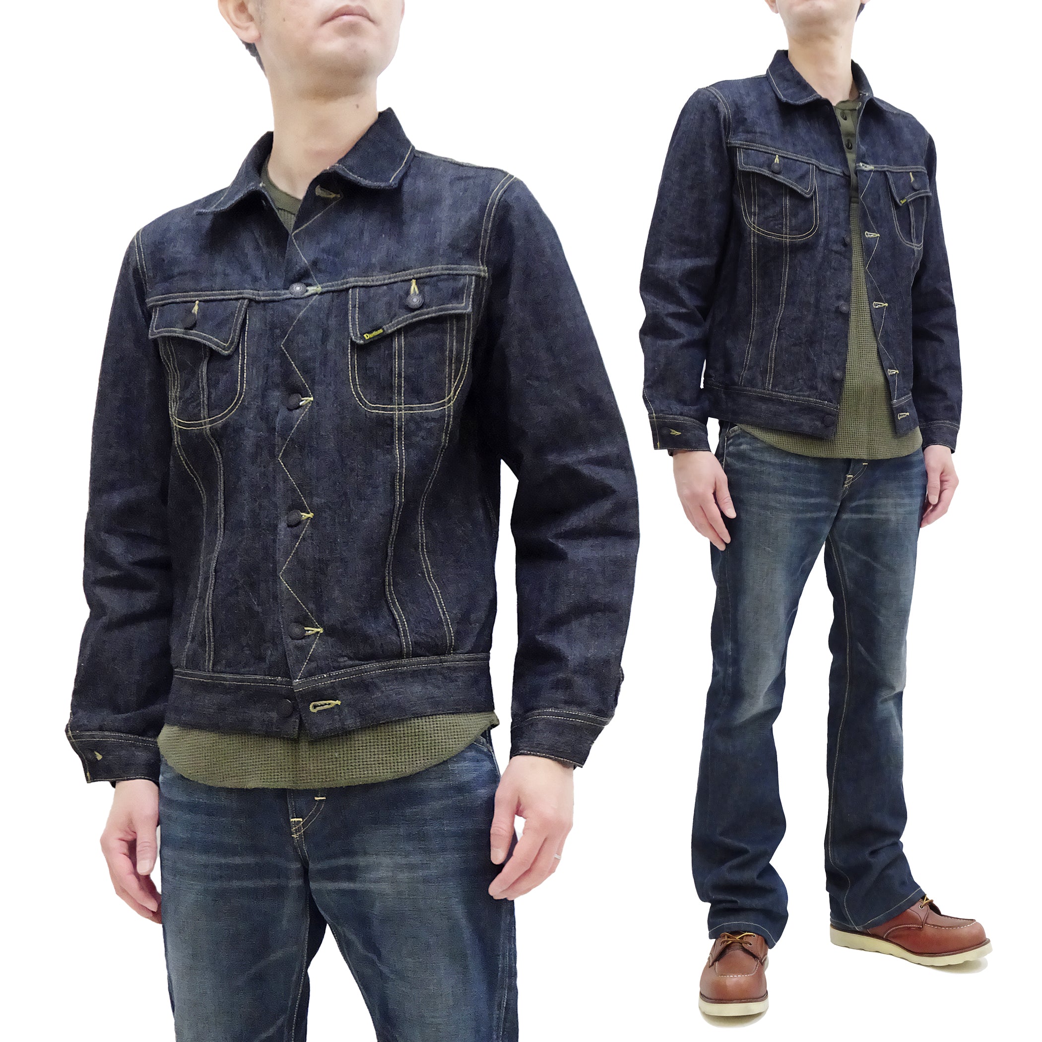 Studio D'artisan Men's 101J Denim Jacket - Reissue Lee Rider Style, One Wash Indigo Jean Jacket D4557 | Vintage Fashion, Casual Wear & Street Style Outfits