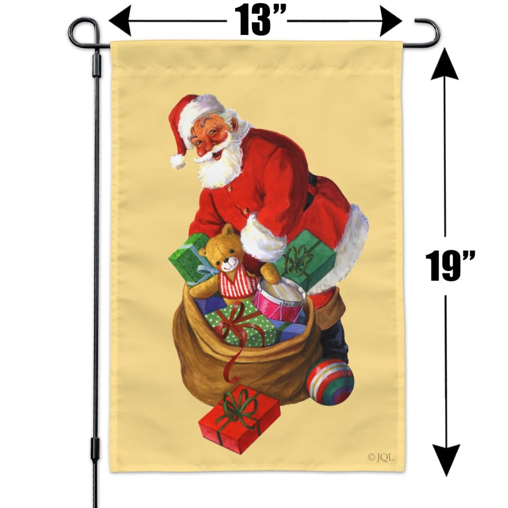 Christmas Holiday Santa and His Bag of Toys Garden Yard Flag - Festive Outdoor Decor for Holiday Season