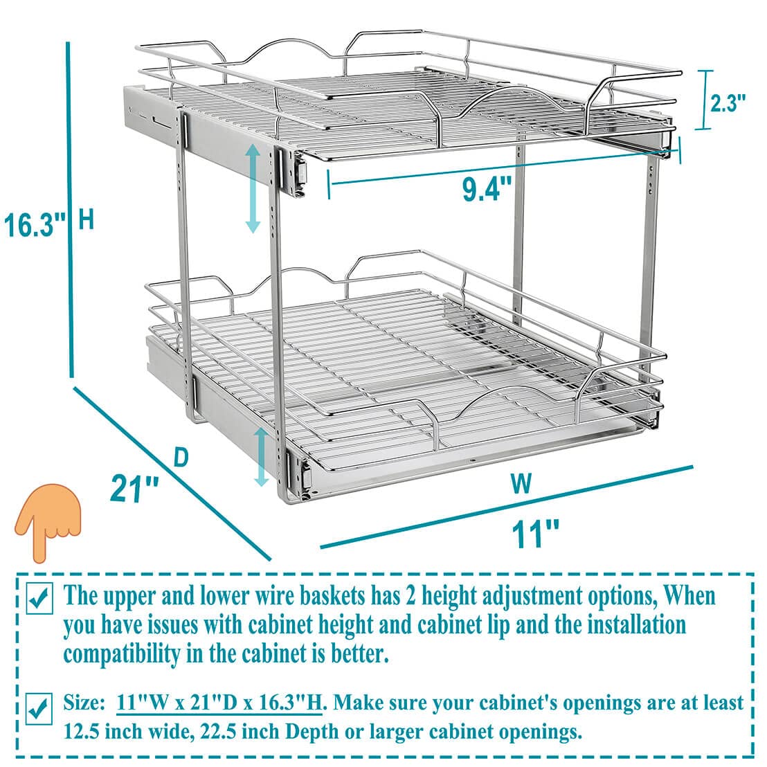 2-Tier Pull Out Cabinet Organizer - 11