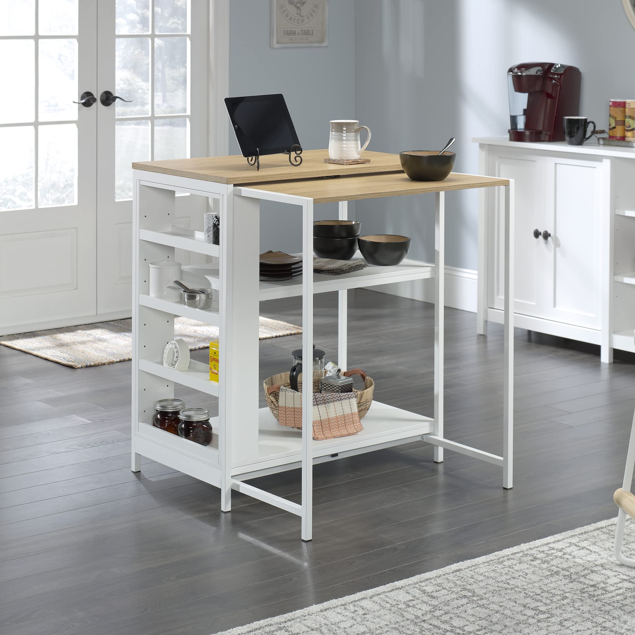 Sauder White Kitchen Island with Storage, 31.5