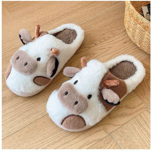 Fluffy Cow Slippers for Women & Men - Soft Cloudy House Shoes with Non-Slip Sole | Cozy Indoor/Outdoor Winter Slippers for Home, Office & Gift Giving