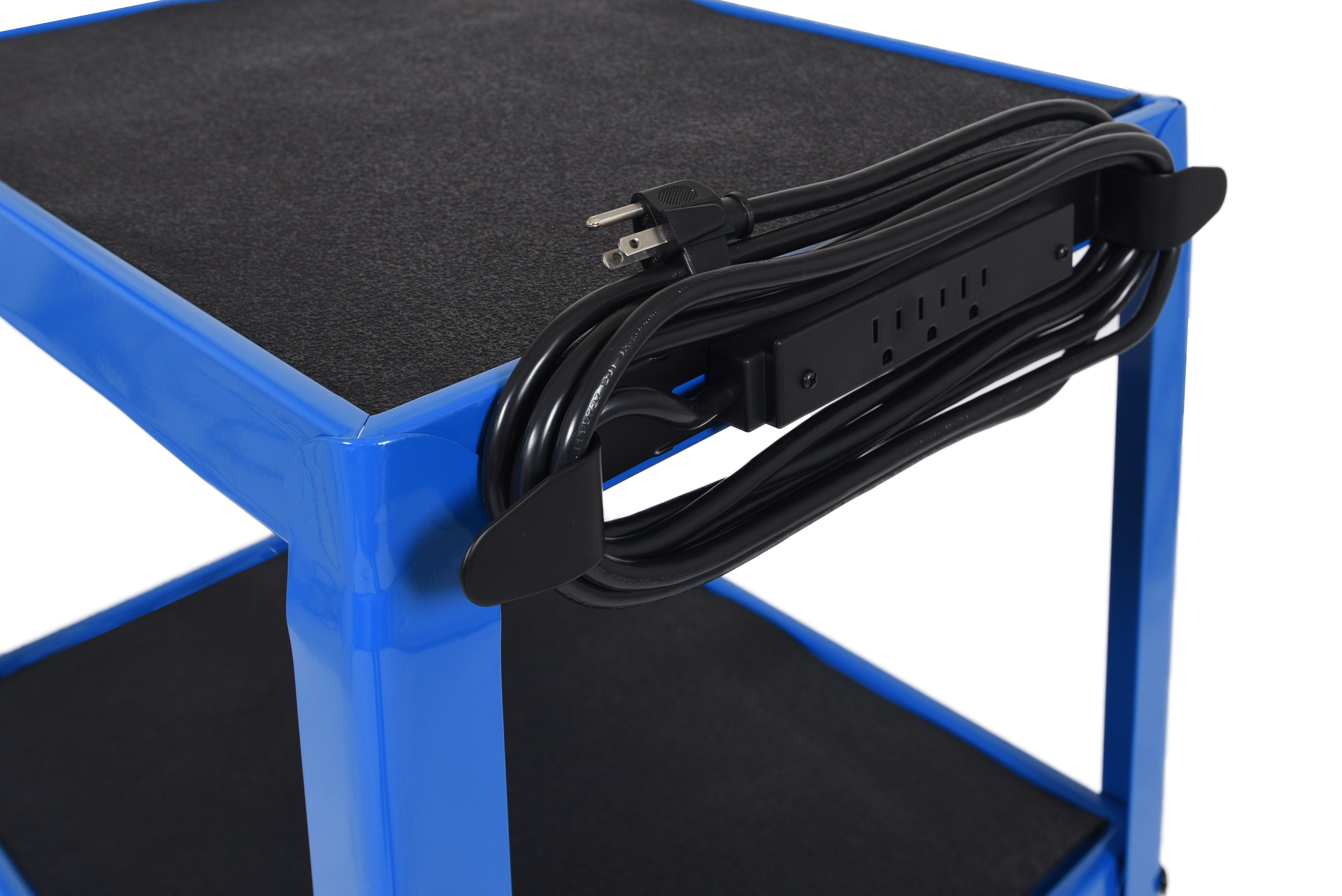 Adjustable Height Rolling Cart with Cabinet - Luxor Blue 42
