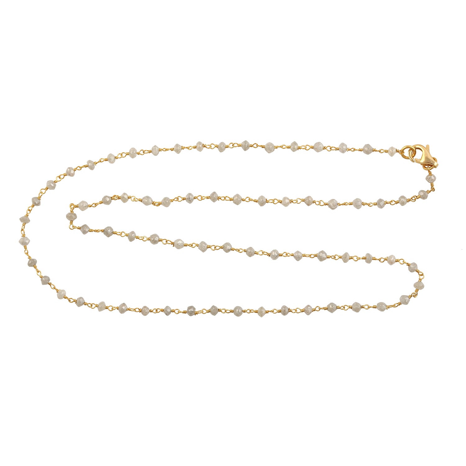 18K Yellow Gold Prong Set Diamond Beads Designer Choker Necklace for Women - Elegant Layered Necklace for Wedding, Party & Special Occasions