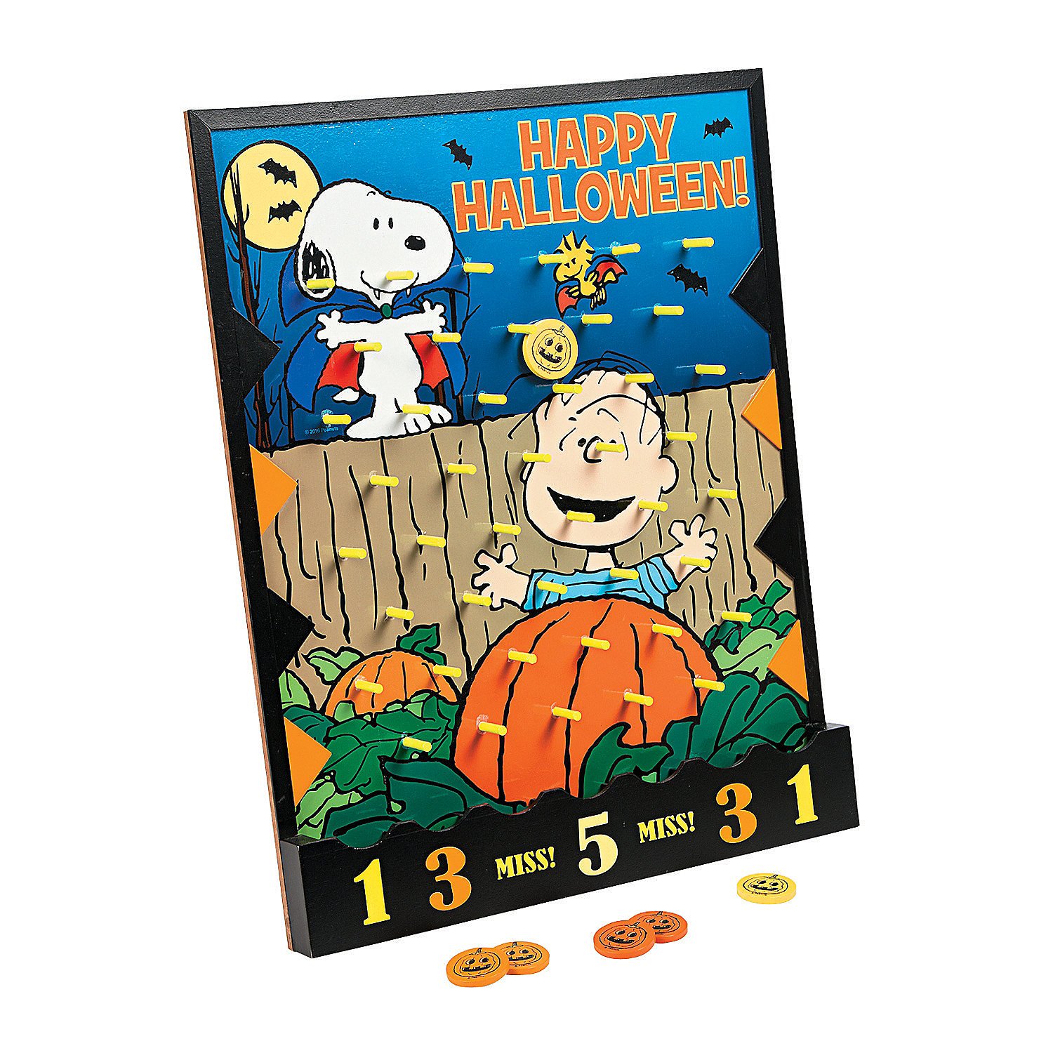 Fun Express Peanuts® Halloween Disc Drop Game - Classic Family Board Game for Kids & Adults - Perfect for Halloween Parties, Trick or Treat, and Family Game Nights