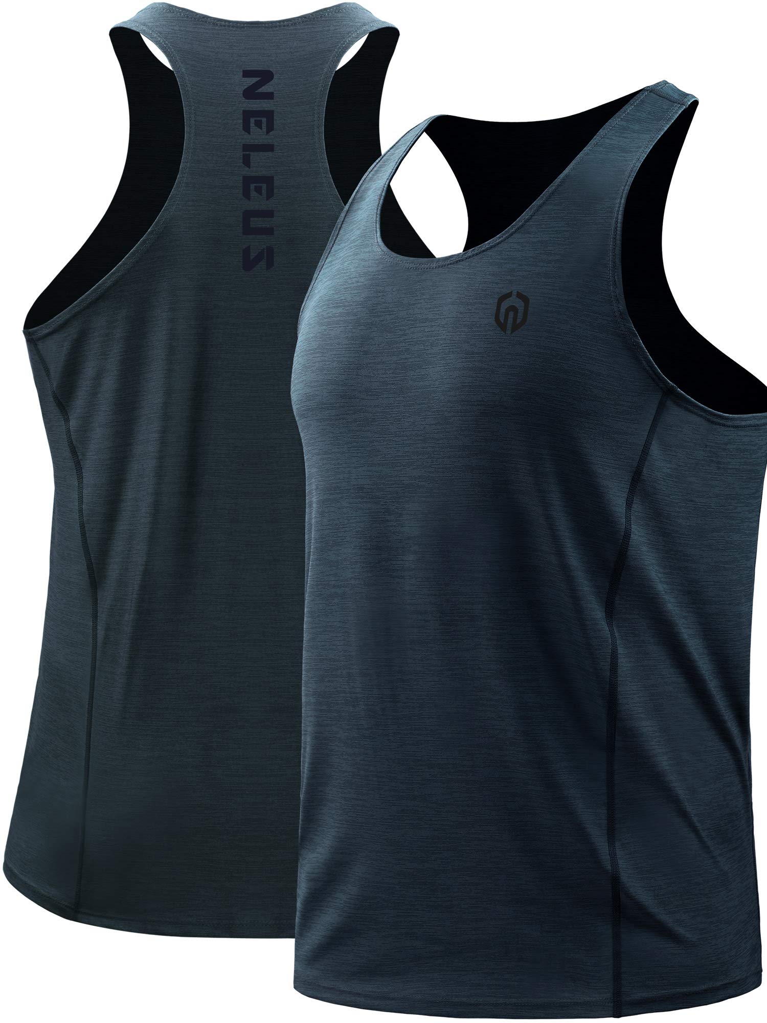 NELEUS Men's 3 Pack Running Tank Top - Moisture Wicking Quick Dry Athletic Shirts for Gym, Workout & Sports - Lightweight Breathable Y-Back Sleeveless Shirts for Jogging, Basketball & Summer Activities