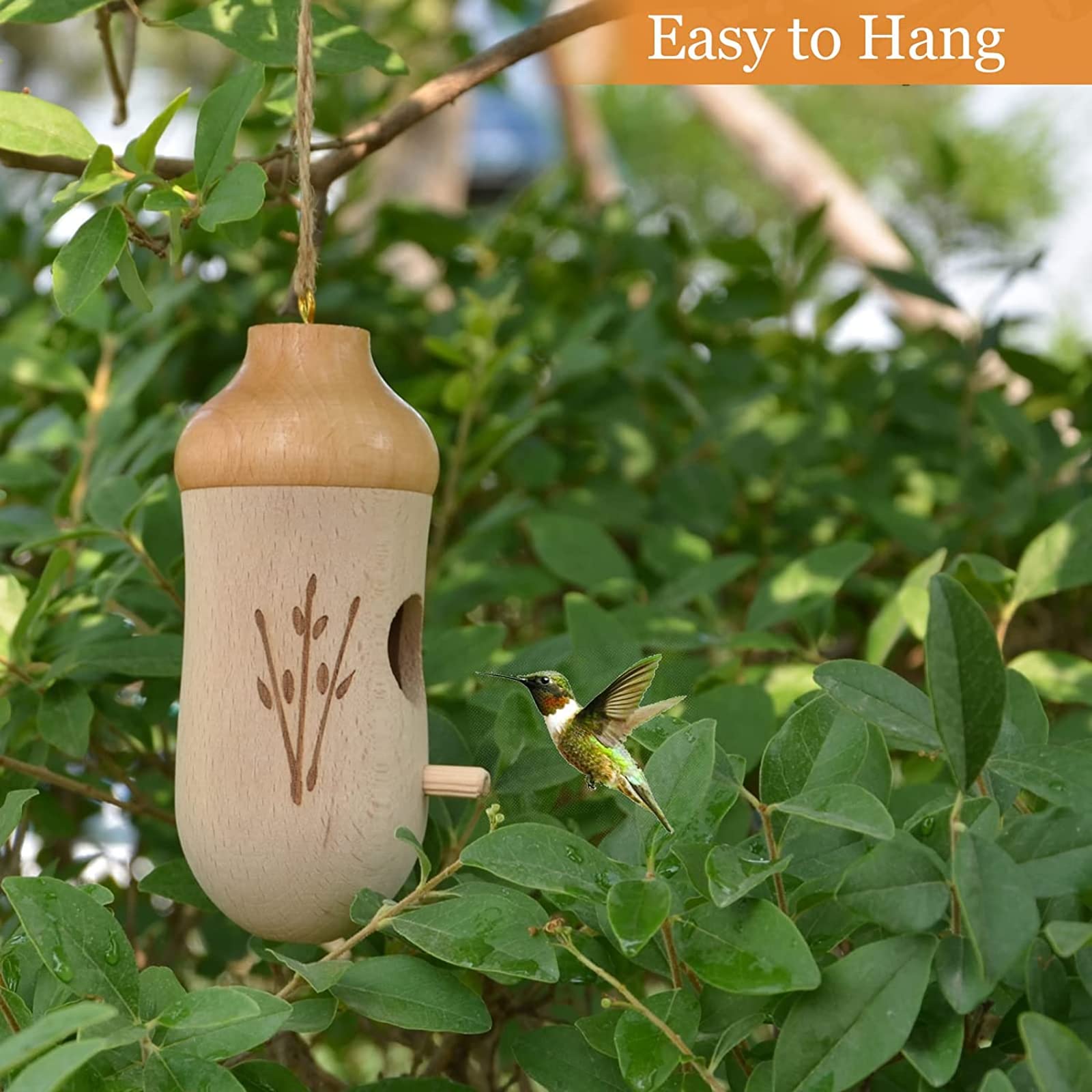 Natural Wooden Hummingbird Nesting Houses 3 Pack - Handcrafted Garden Decor for Outdoor Bird Watching, Perfect Gardening Gifts & Home Decoration for Patio, Yard, and Backyard Wildlife Habitat