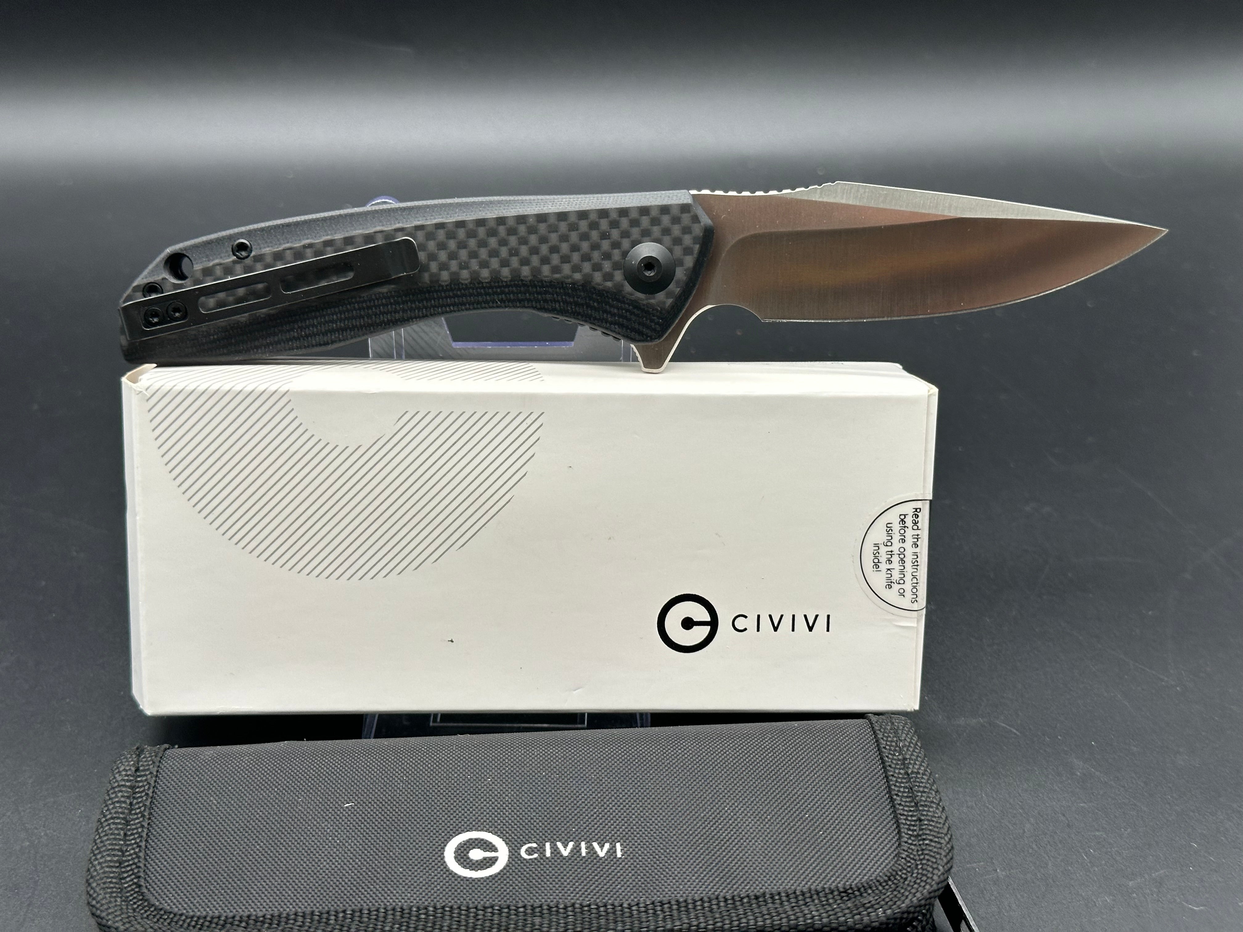CIVIVI Baklash Flipper Liner Lock Knife - G10/Carbon Fiber Handle, 3.5
