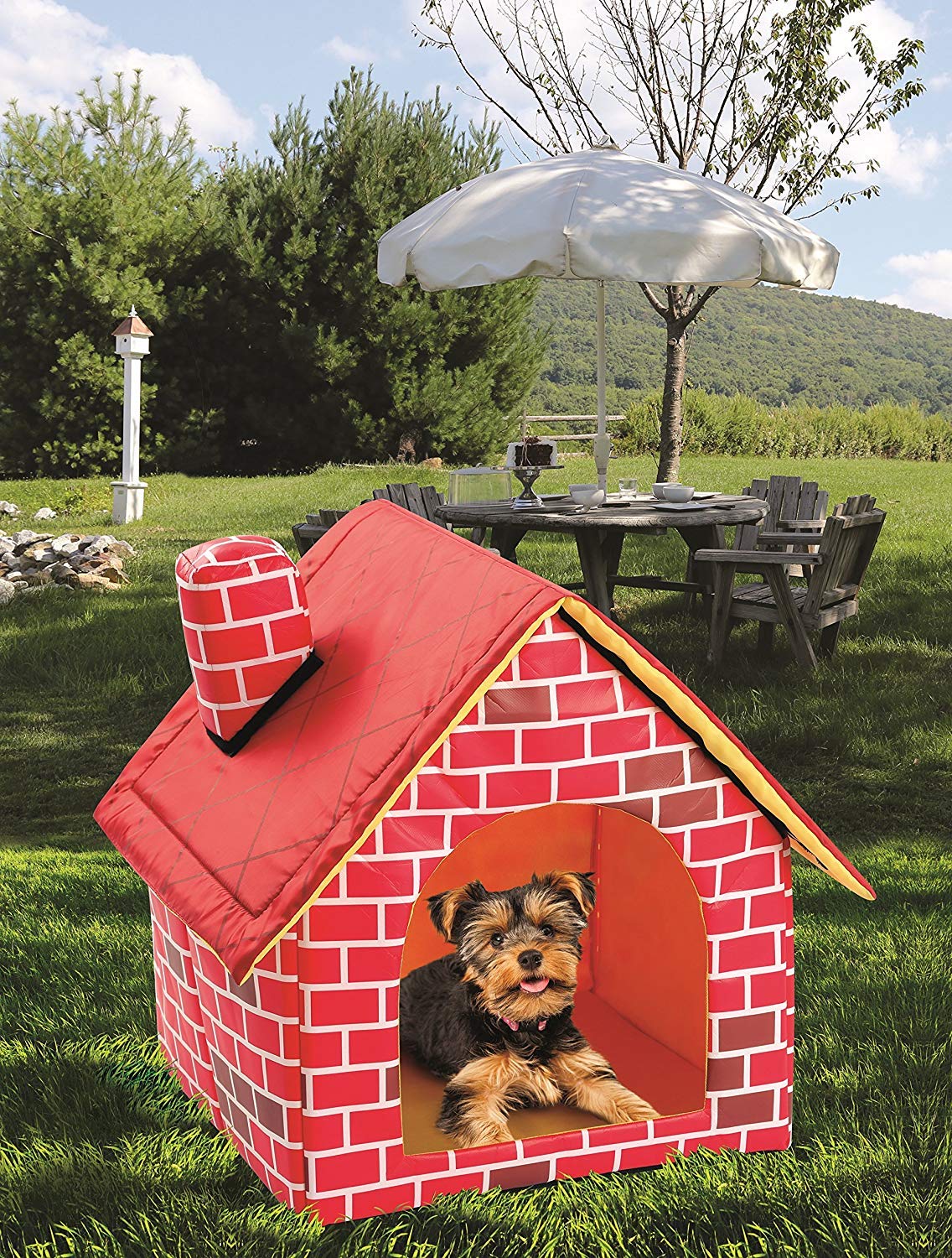 Etna Soft-Sided Brick Pet House & Mat - Cozy Indoor Dog Bed & Cushion for Small to Medium Dogs - Perfect for Living Room, Bedroom or Pet Nursery