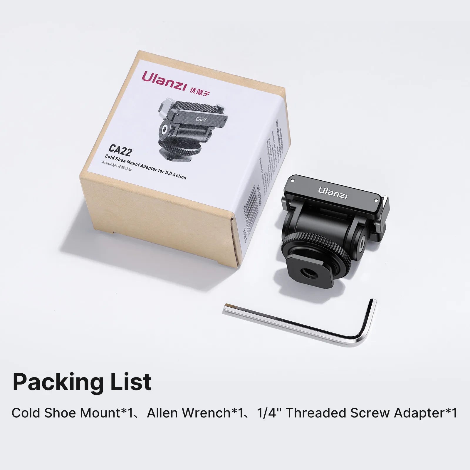 Ulanzi CA22 Cold Shoe Mount Adapter Compatible with DJI Osmo Action 4/3 & Pocket 3 (Model C071GBB1) - Perfect for Vlogging, Photography & Action Camera Accessories