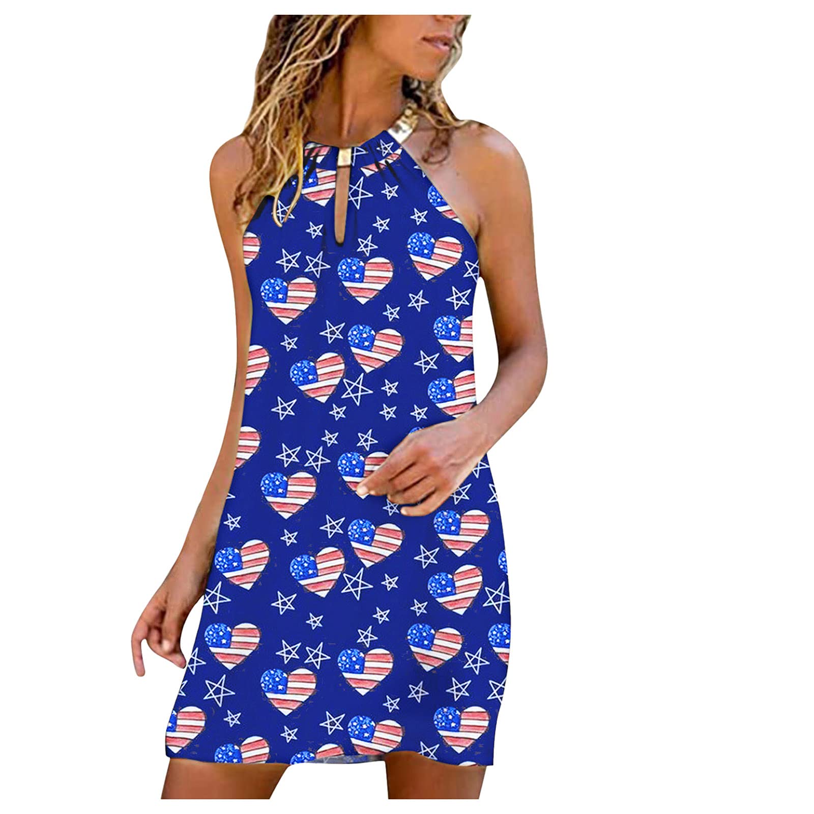 MO Huuan Women's Summer Dresses 2022 - Sleeveless Printed Strapless Short Cotton Dress with V-Neck | Sexy Casual Beachwear, Party Outfits & Vacation Clothing
