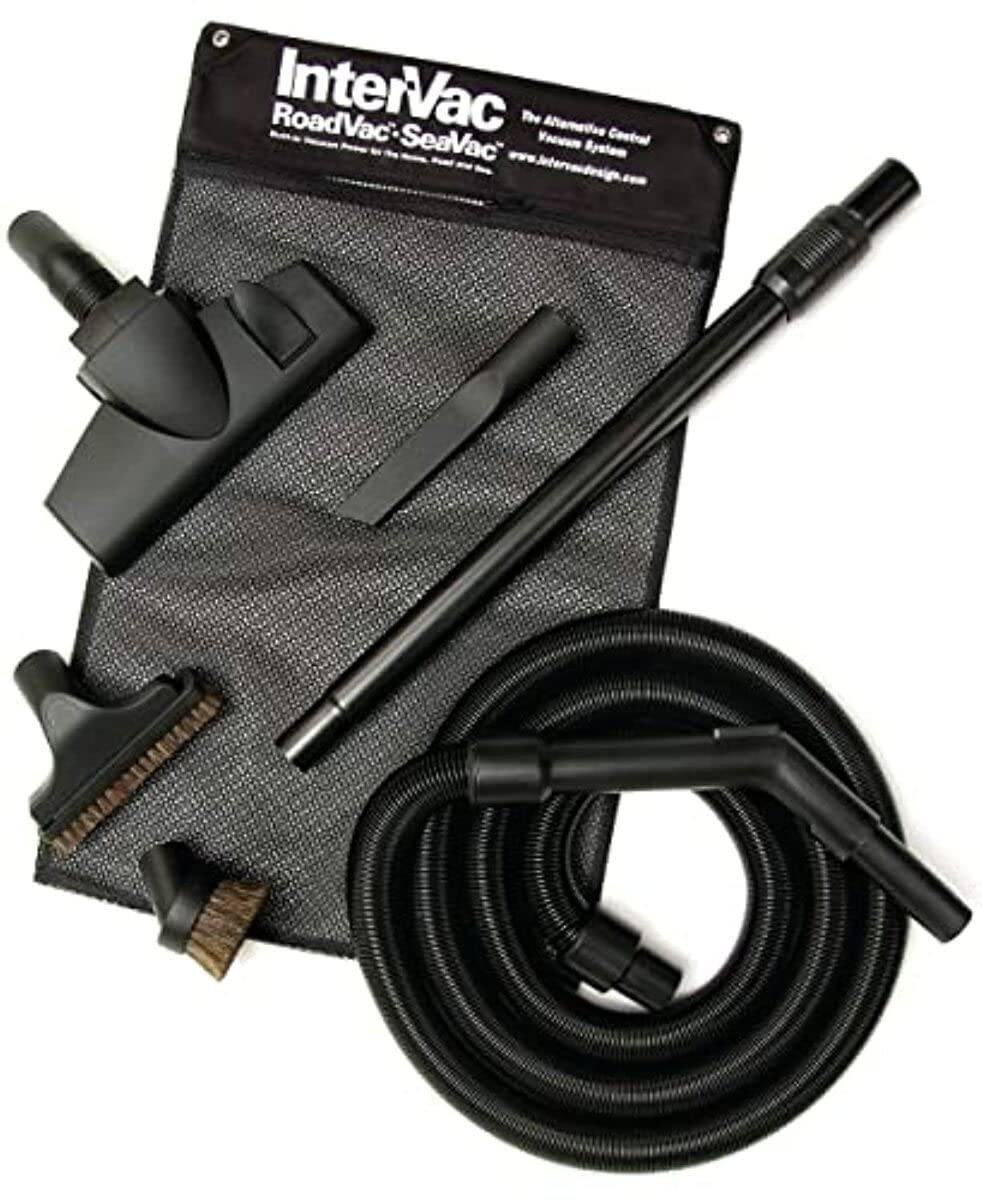 Intervac Central Vacuum Tool Kit - 35' Stretch Hose & Attachments | Compatible with All Intervac Models | Easy to Use for Whole-Home Cleaning & DIY Projects