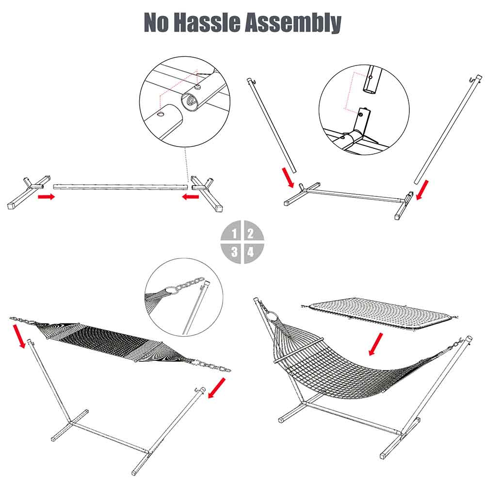 Premium Heavy Duty Hammock with Stand - Portable Outdoor Hammock with Mosquito Net, Warm Quilt & Comfort Pillow - Perfect for Camping, Backyard Relaxation & Beach Lounging