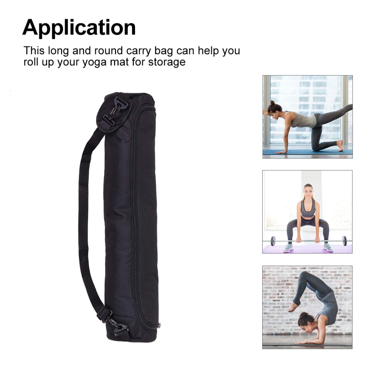 BESPORTBLE Waterproof Full-Zip Yoga Mat Bag - Durable Canvas Yoga Mat Carrier with Adjustable Shoulder Strap for Gym, Travel & Yoga Class (Black) - Perfect for Yoga Enthusiasts, Fitness Trainers & On-the-Go Storage