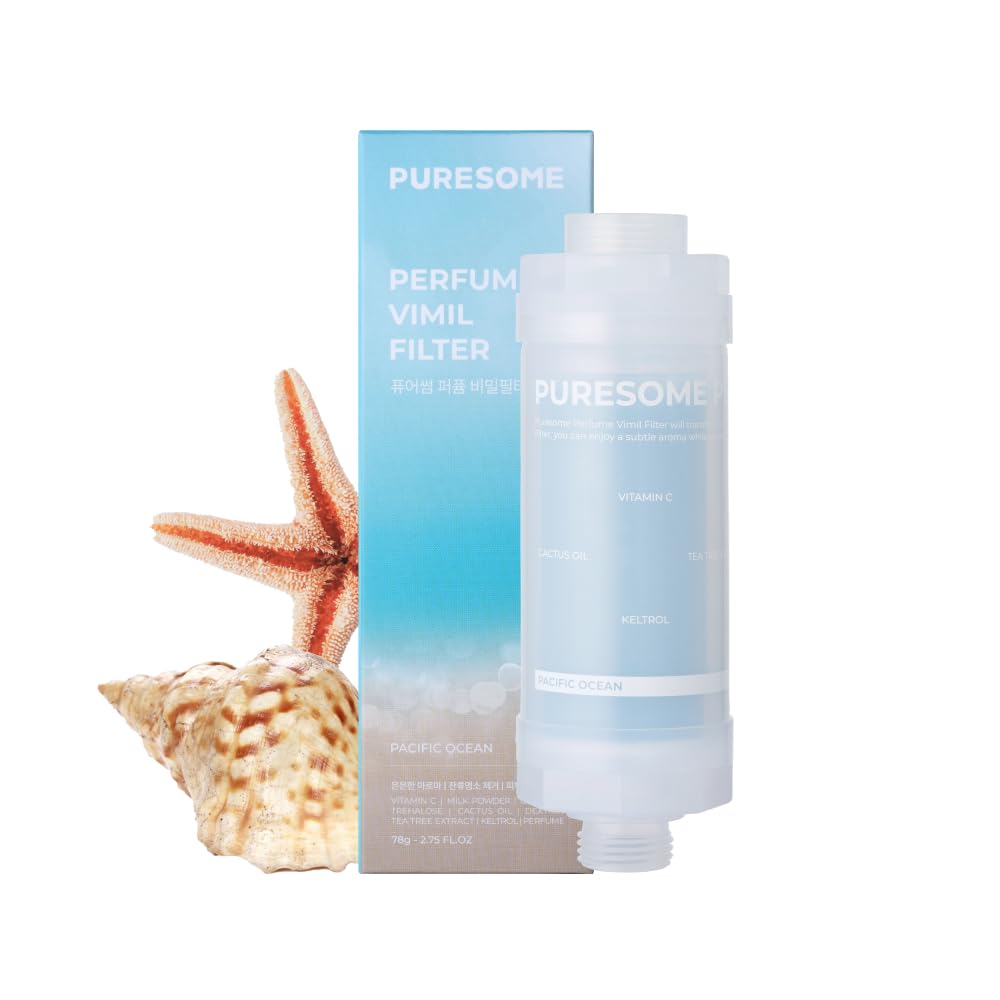 BODYLUV Puresome Perfume Vitamin C Shower Filter - Chlorine Removal & Vitamin Water Purification System with Refreshing Pacific Ocean Scent | for Soft Skin & Relaxing Shower Experience