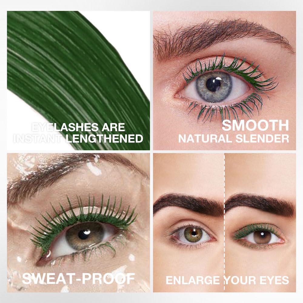Waterproof Green Lash Mascara - Long Lasting Volumizing Vegan Eye Makeup for Natural Look | Cruelty-Free & Smudge Proof | Perfect for Daily Wear, Parties & Special Occasions