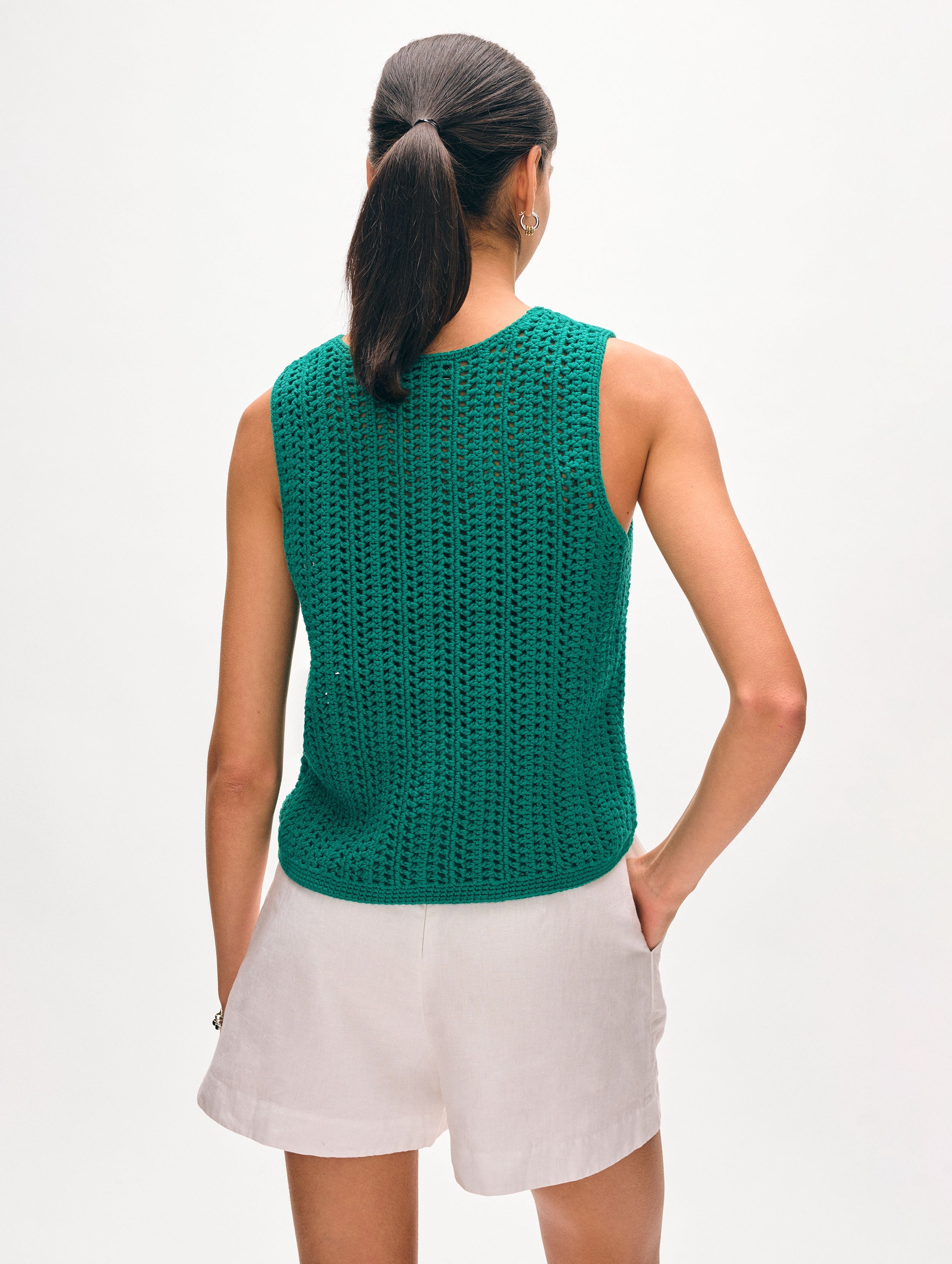 Handmade Crochet Cotton Sleeveless Tank Top for Women - Soft Breathable Summer Beachwear & Casual Outfit