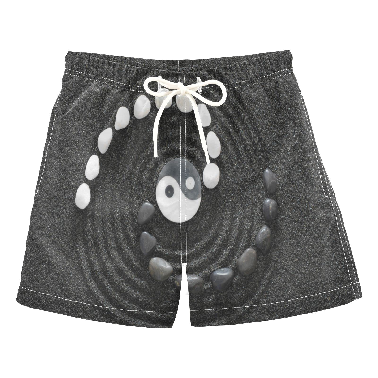 AMICHIC Boys Zen Stones Swim Trunks - Quick Dry Toddler Swimwear for Kids 2-8 Years Old | Beach, Pool & Summer Water Play Outfit
