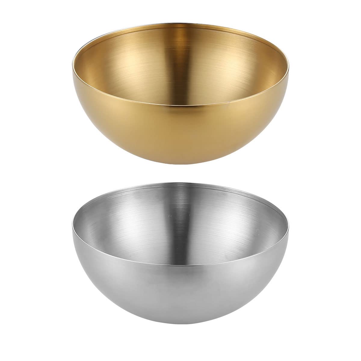 Premium Khakho Stainless Steel Mixing Bowl Set - Silver & Gold Metal Salad Bowls for Cooking, Baking, Serving - Ideal for Kitchen Prep, Food Mixing & Elegant Tableware Presentation