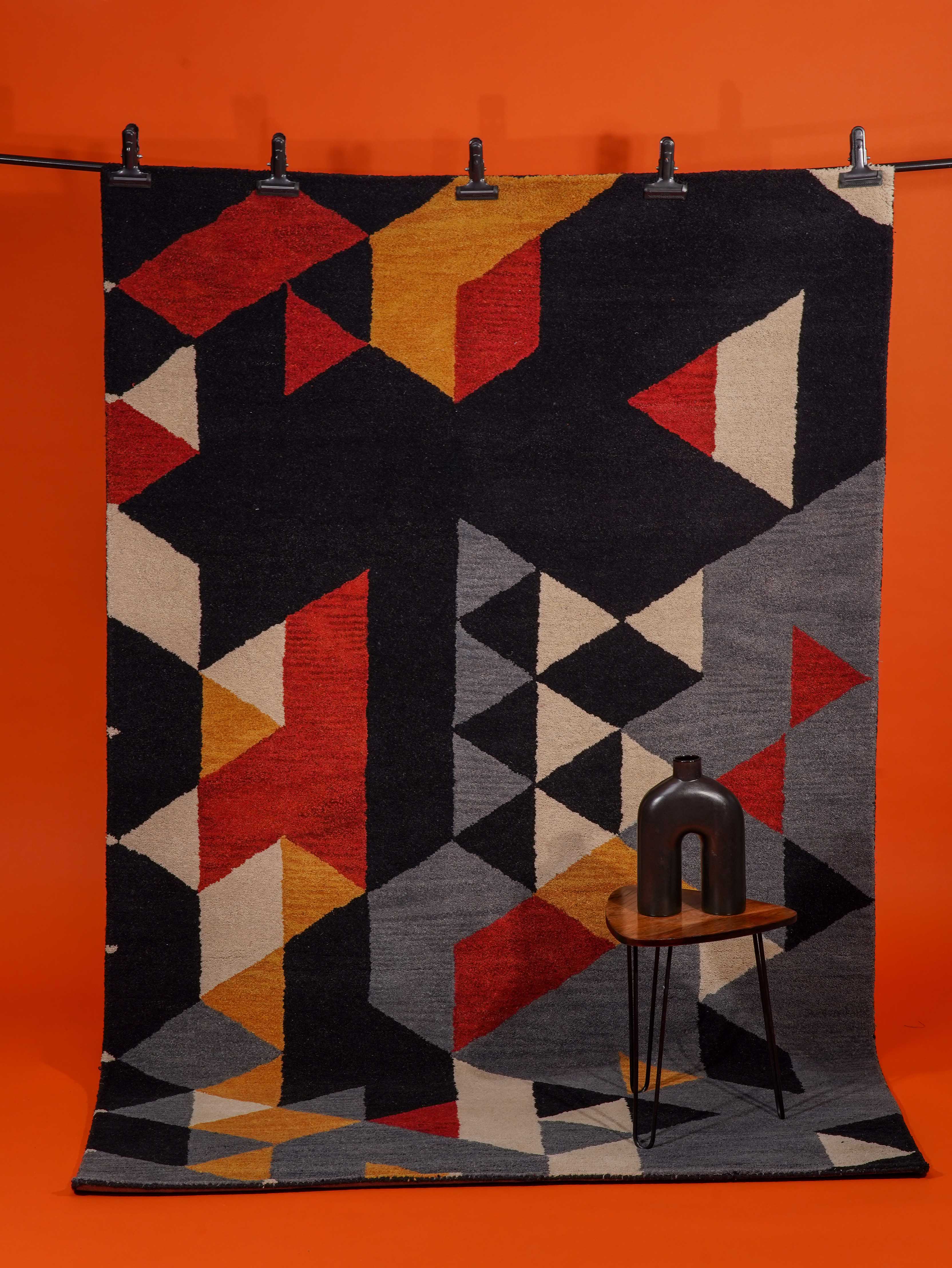 Checker Hand Tufted Rug - Soft Non-Slip Area Rug for Living Room, Bedroom, Nursery - Modern Geometric Design Home Decor (5'x7')