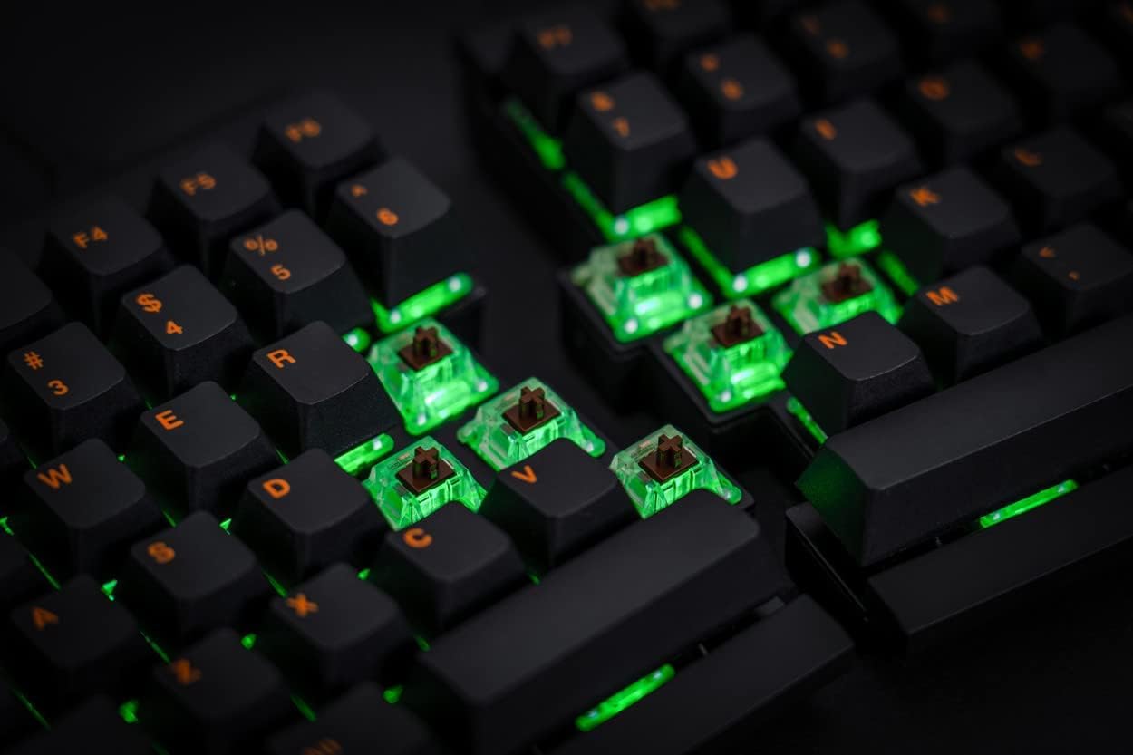 Mistel BAROCCO MD770 RGB TKL Split Ergonomic Mechanical Keyboard - Cherry MX Brown Switch, LED Backlit, Macro Support for Windows & Mac (ANSI Layout) - Perfect for Gaming, Programming & Office Work