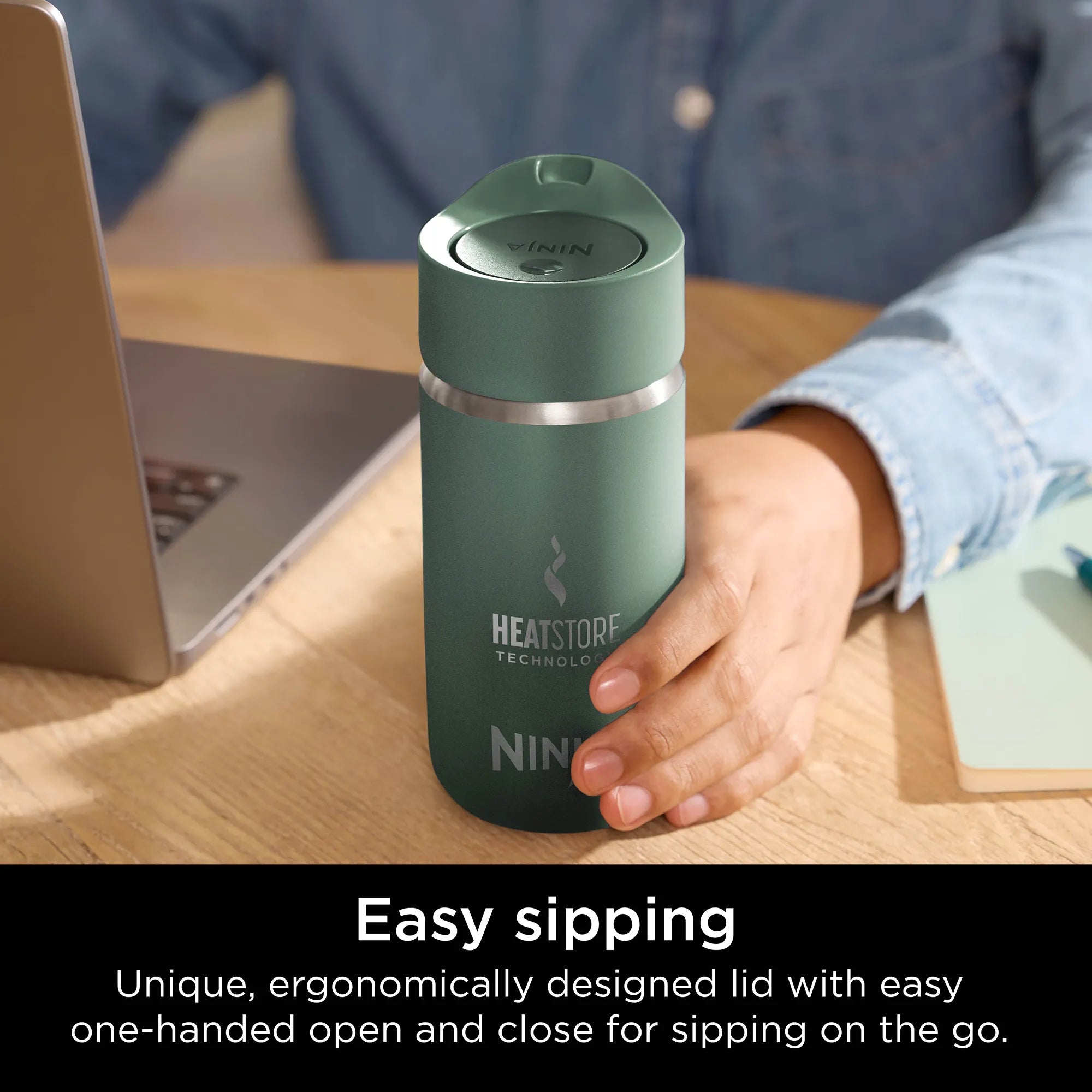 Ninja Sip Perfect 354ml Insulated Stainless Steel Water Bottle - Leak Proof, BPA Free, Keeps Drinks Hot/Cold for 24 Hours - Ideal for Gym, Hiking, Office & Travel