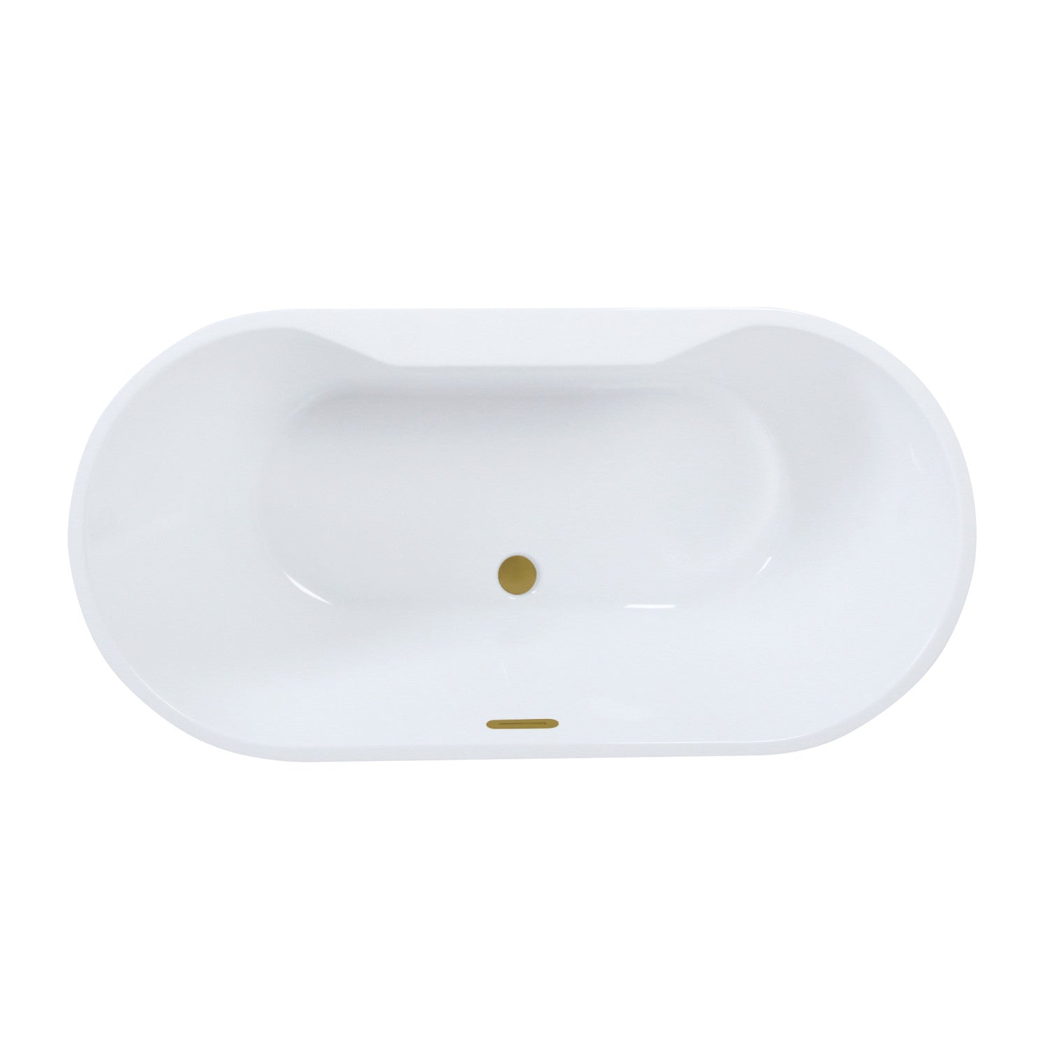 Aqua Eden 63-Inch Acrylic Oval Freestanding Bathtub - Double Ended Soaking Tub with Drain in Glossy White & Brushed Brass Finish | Perfect for Luxury Bathrooms & Spa Retreats