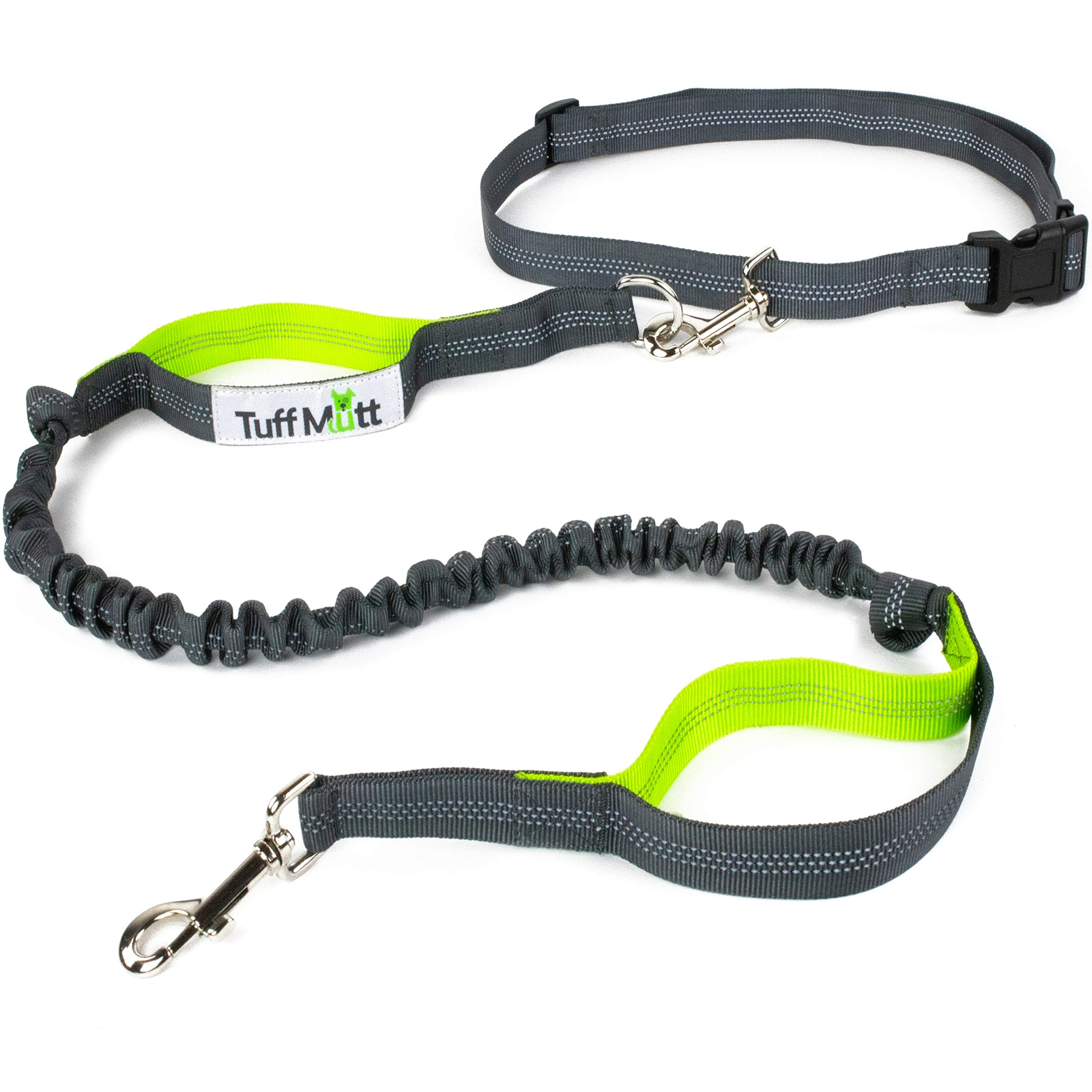 Tuff Mutt Hands-Free Dog Leash - Adjustable Waist Belt with Reflective Bungee & Dual Handles for Walking, Running, Hiking - Perfect for Medium & Large Dogs - Ideal for Outdoor Adventures, Jogging & Daily Walks