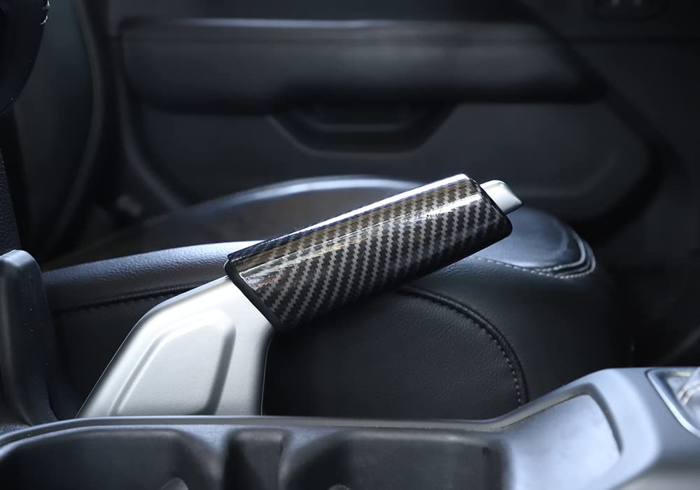 Jeep Wrangler JL & JT Gladiator 2018+ ABS Handbrake Cover - Carbon Fiber Grain Interior Trim Accessory for Enhanced Style & Protection | Perfect for Off-Roading & Custom Car Decor