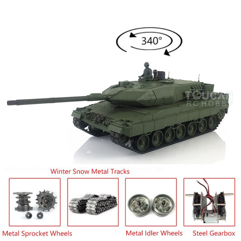 2.4GHz Henglong 1/16 Scale Leopard 2A6 RC Battle Tank - TK7.0 Control Board, Metal Tracks & Linkages, Barrel Elevation - Remote Control Military Tank for Adults & Kids (Outdoor Play, Collection, Hobby)