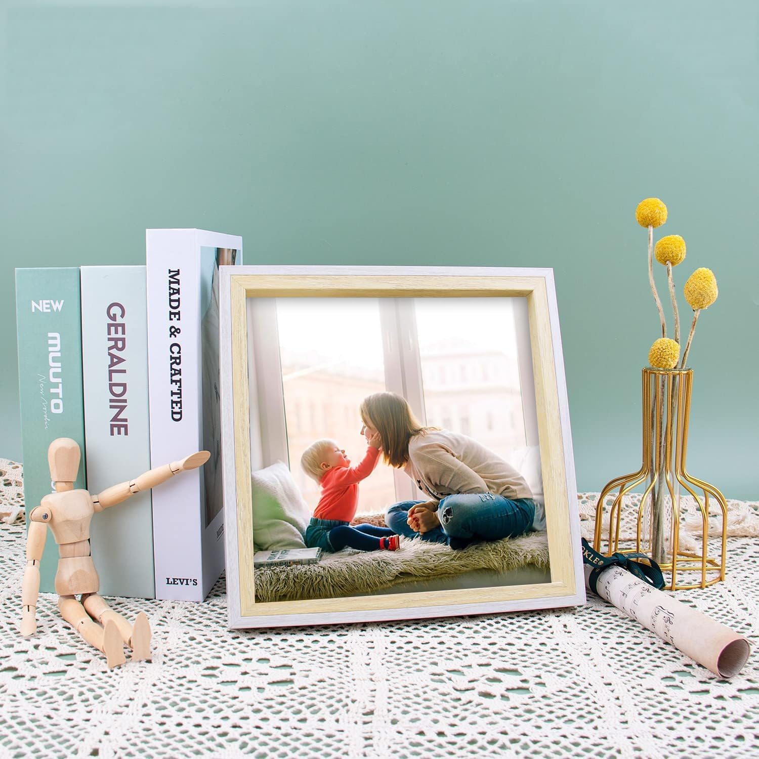 Golden State Art 12-Pack 8x8 Inch Dual-Tone Picture Frames with Built-in Easel & Sawtooth Hangers - Perfect for Baby Photos, Wedding Displays & Portrait Decor (White/Beige) | Ideal for Nursery, Living Room & Office Decorations