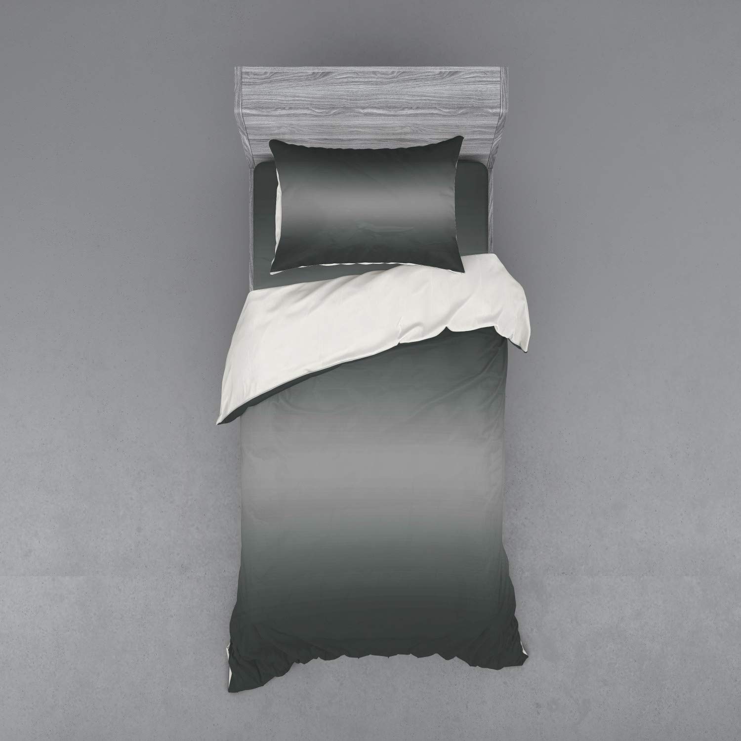 Ambesonne Ombre Duvet Cover Set - Dark Smoke Grey 3-Piece Bedding with Pillow Sham & Fitted Sheet, Twin Size, Modern Industrial Design for Bedroom Decor | Perfect for Home, Apartment, Dorm Room & Guest Room