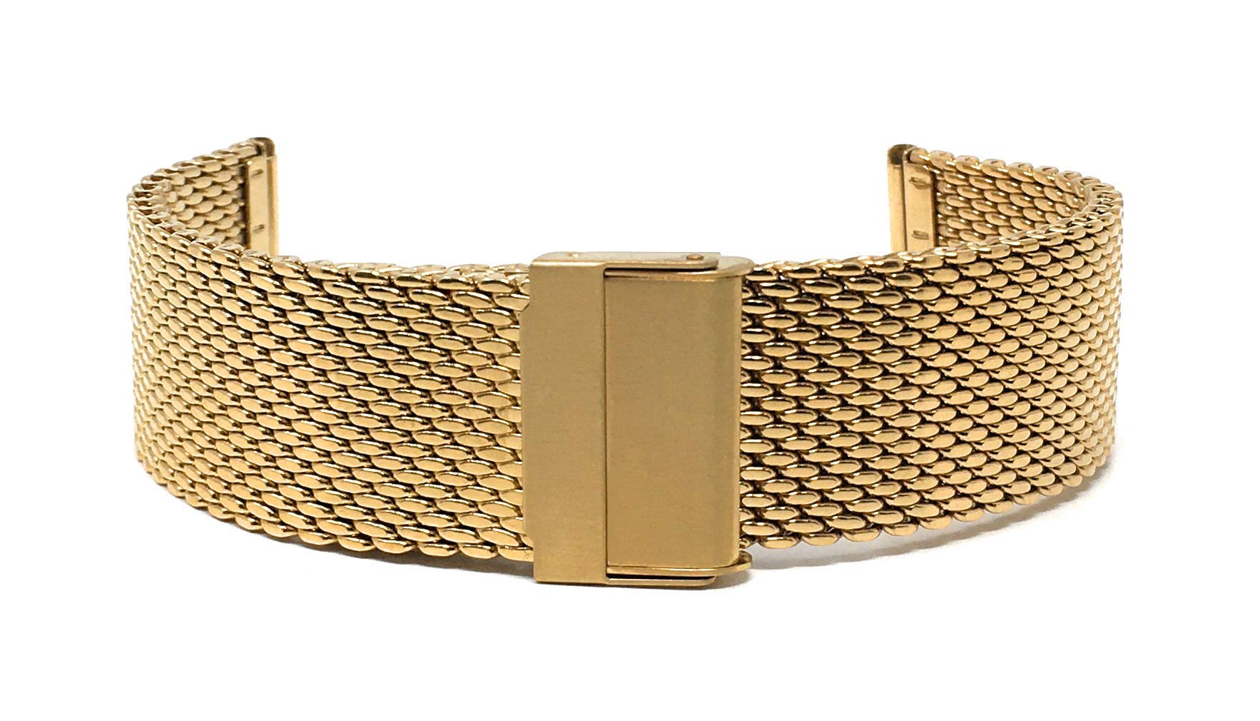 Stainless Steel Mesh Watch Band for Men & Women - 18mm Gold Tone Fold Over Clasp, Adjustable Length Metal Watch Strap | Perfect for Dress Watches, Business Attire & Everyday Wear