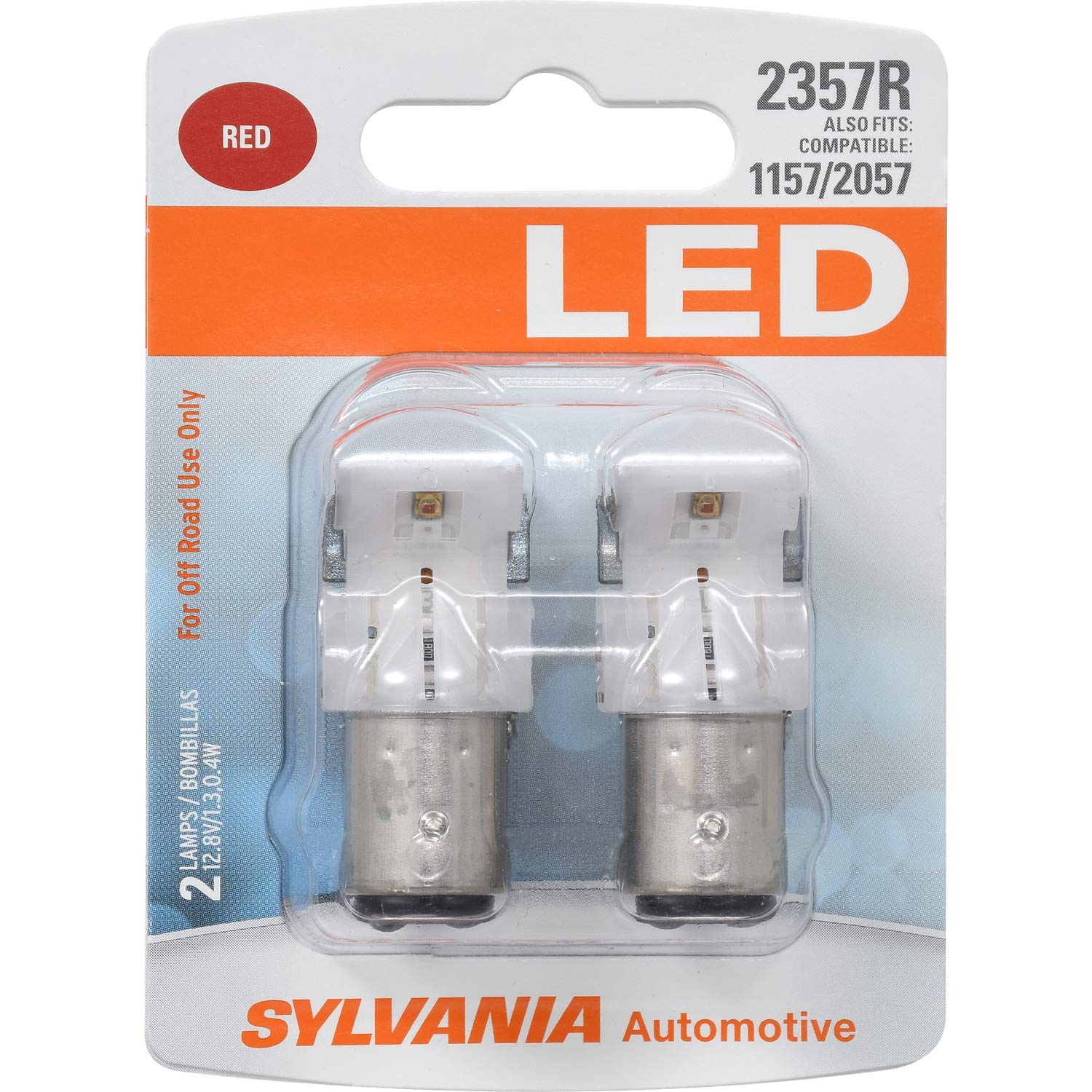 SYLVANIA 2357 LED Red Mini Bulb - Bright Stop/Tail Lights (2 Pack) for Cars & Motorcycles