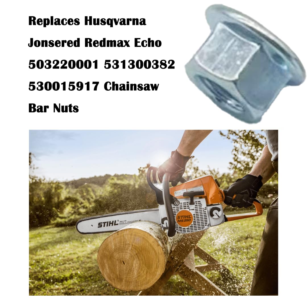 13mm Guide Bar Nuts (10-Pack) - Compatible with Husqvarna, Jonsered, Redmax, Echo Chainsaws - Replaces OEM Parts 503220001, 531300382, 530015917 - Perfect for Chainsaw Maintenance & Repair