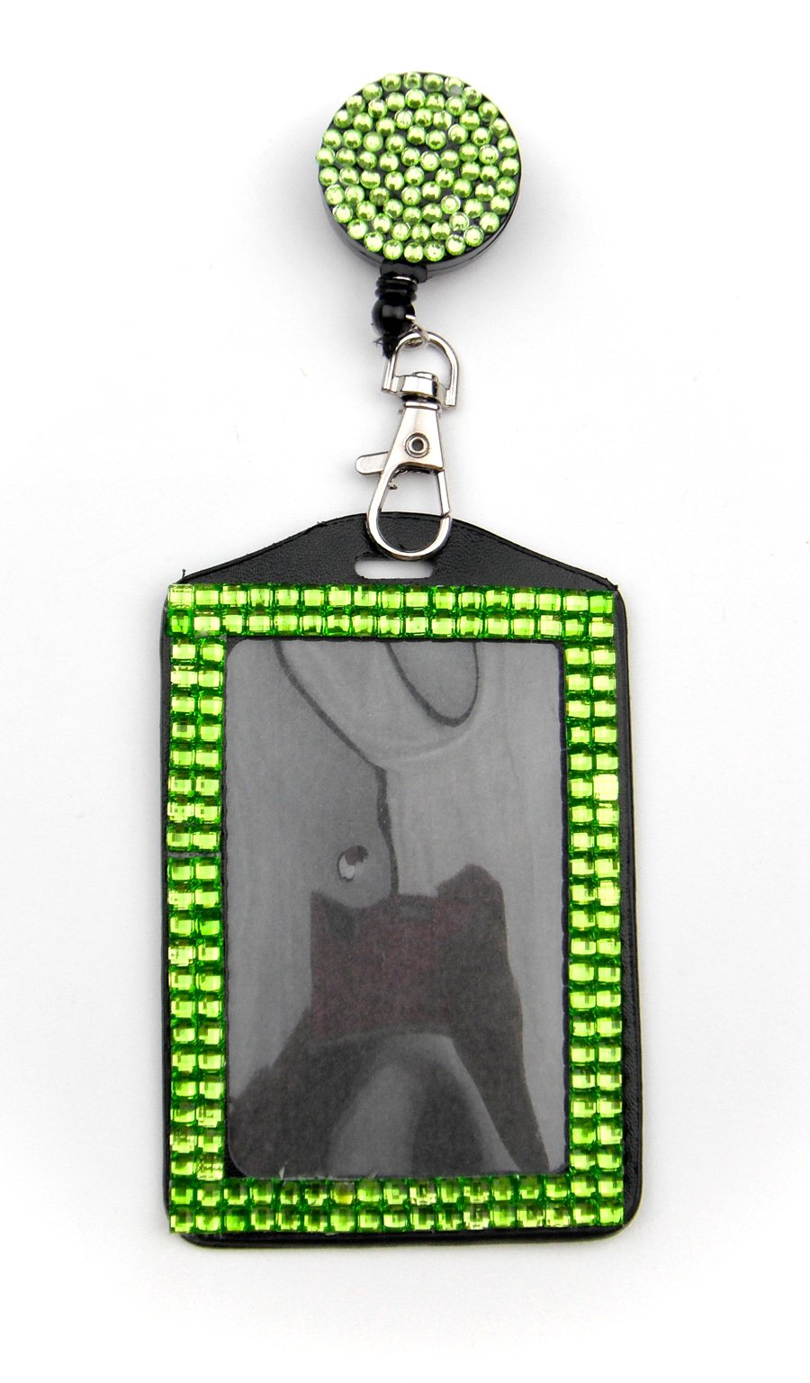 Premium Rhinestone Lanyard with Bling Crystal Badge Reel & Card Holder - All-in-One Business ID Card Accessory (Green) | Perfect for Nurses, Teachers, Office Professionals & Event Staff