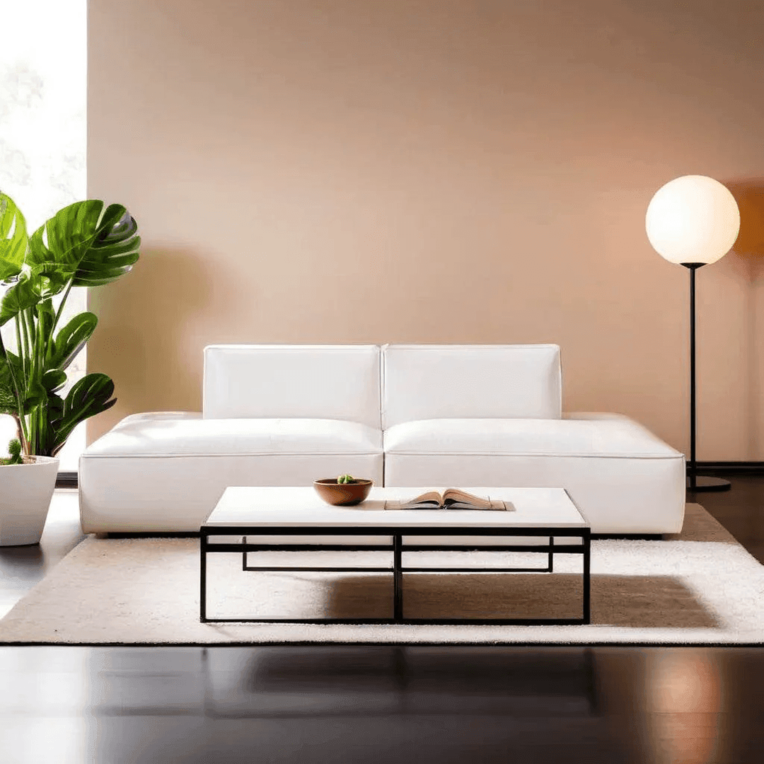Premium Leather Armless 3-Seater Sofa - Giacomo Modern Sectional Couch for Living Room, Lounge & Office - Soft Genuine Leather Sofa with Sturdy Wooden Frame