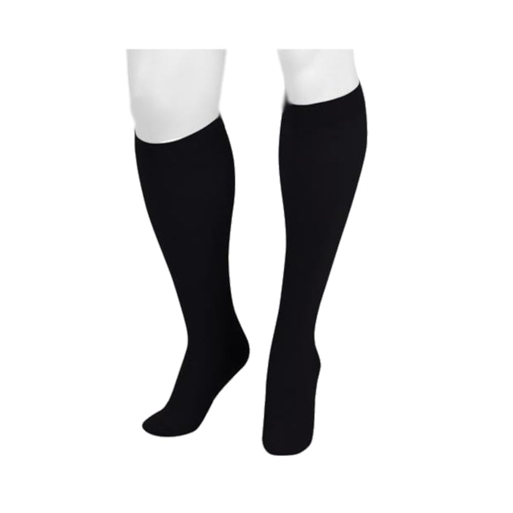Juzo Dynamic Varin Closed Toe Compression Stockings 30-40 mmHg for Men & Women - 2-Way Stretch Knee High Socks with Silicone Top Band | Medical Grade Compression Therapy | Made in USA | Black | Petite Size | Ideal for Varicose Veins, Edema, Post-Surgery Recovery & Travel