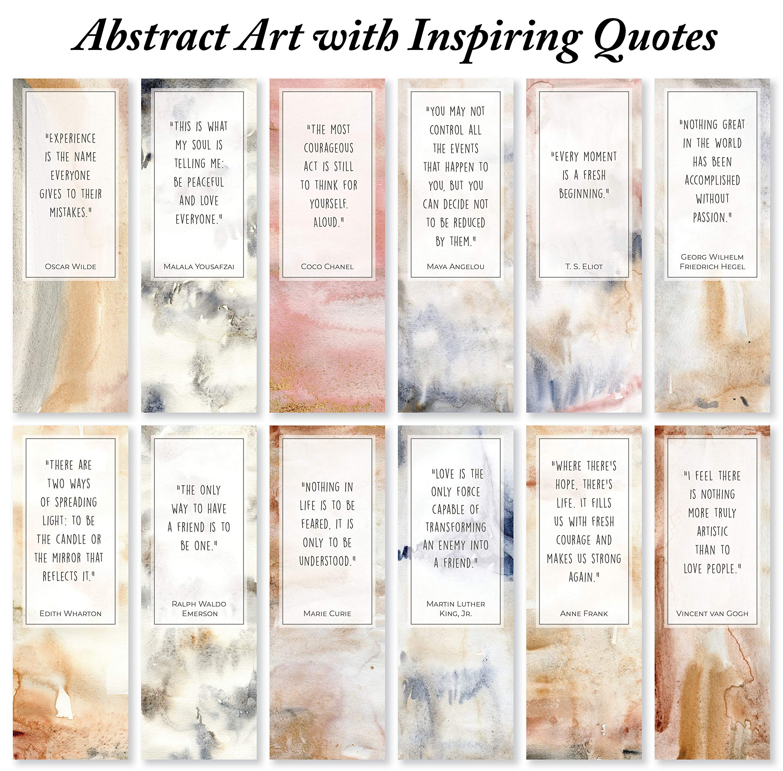 48 Pack Inspirational Quote Abstract Bookmarks - Motivational Gifts for Readers, Students & Book Lovers - Perfect for Journals, Bible Study & Reading Accessories