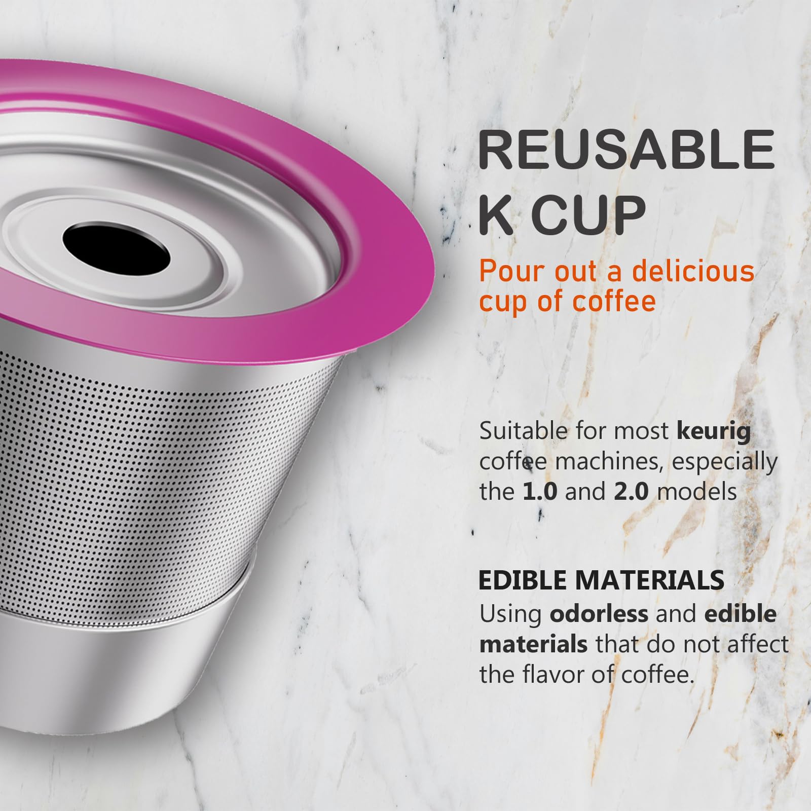Reusable K Cups for Keurig - Universal Stainless Steel Coffee Pods Compatible with Keurig 1.0 & 2.0 Brewers | Eco-Friendly Coffee Filters for Home & Office Use