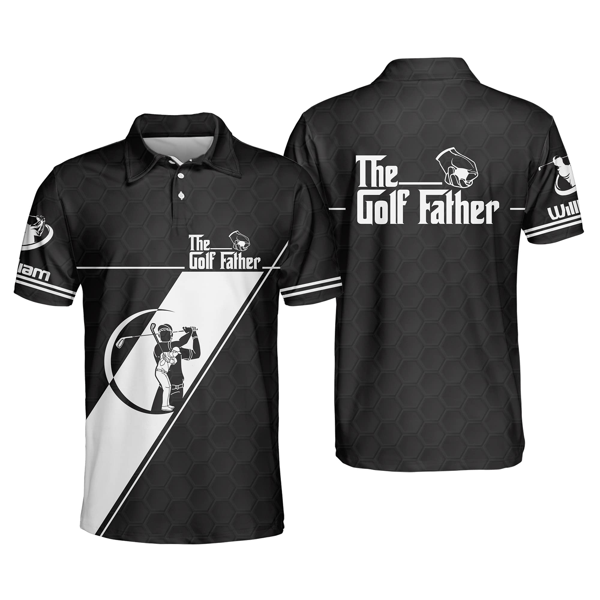 TEEMAN Custom Funny Golf Polo Shirts for Men - Breathable Short Sleeve Moisture Wicking Performance Shirts - Perfect for Golf Tournaments, Casual Wear & Father's Day Gifts