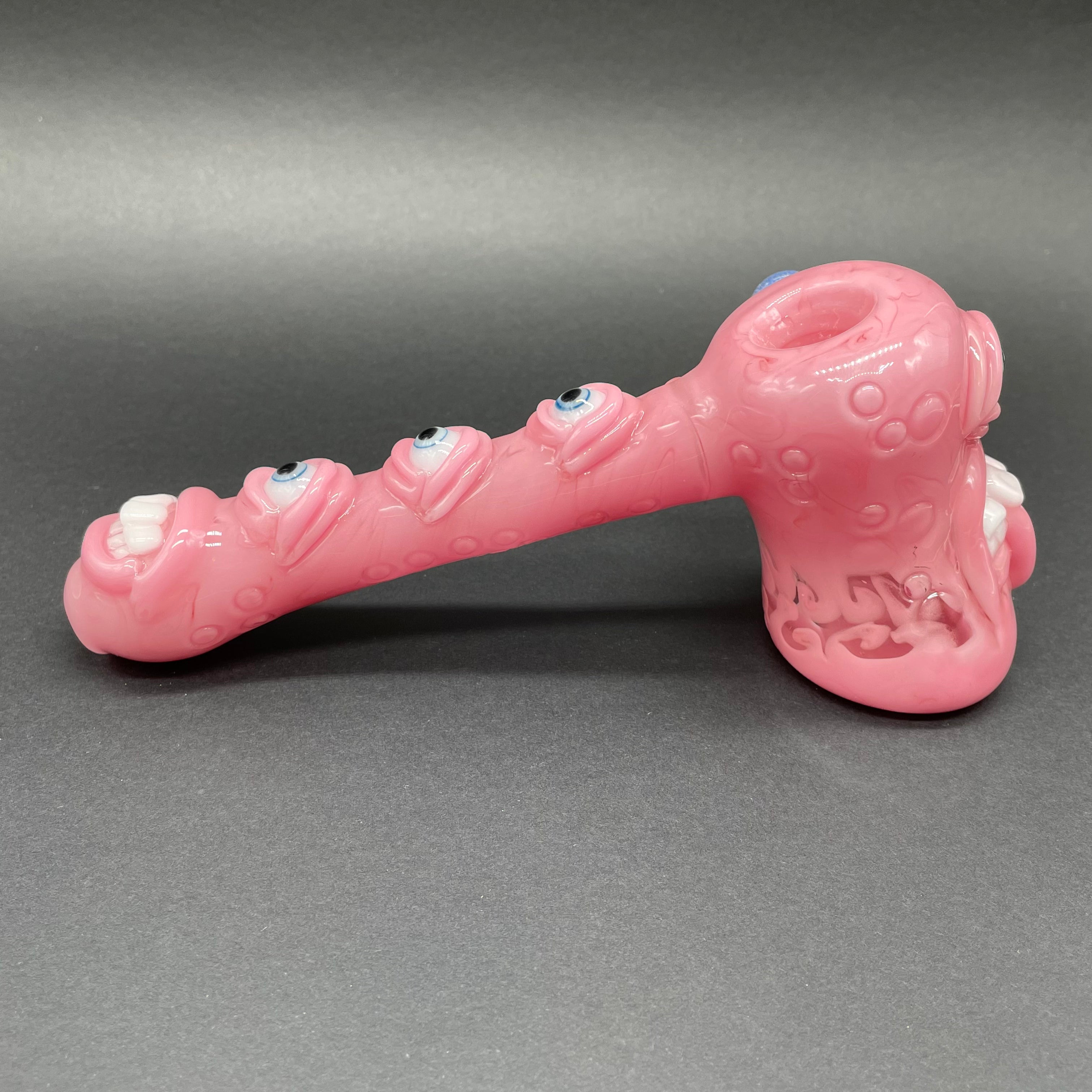 Pink Evil Eye Bubbler Glass Pipe - Handmade Smoking Accessory for Herbal Use | Perfect for Relaxation, Meditation & Spiritual Rituals