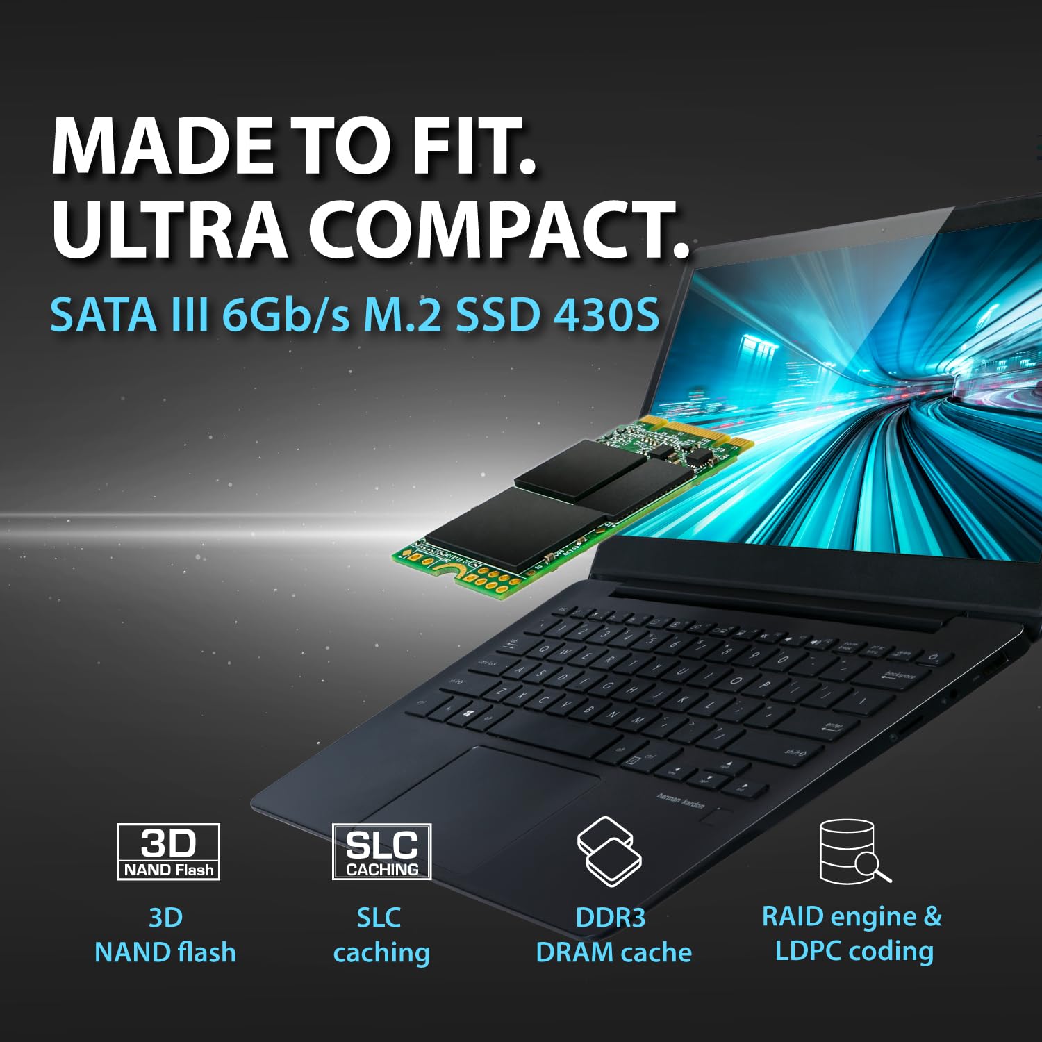 Transcend 512GB SATA III 6Gb/s M.2 SSD (TS512GMTS430S) - High Speed 42mm Solid State Drive for Laptops, Gaming PCs & Data Storage | Boost Performance & Upgrade Your System
