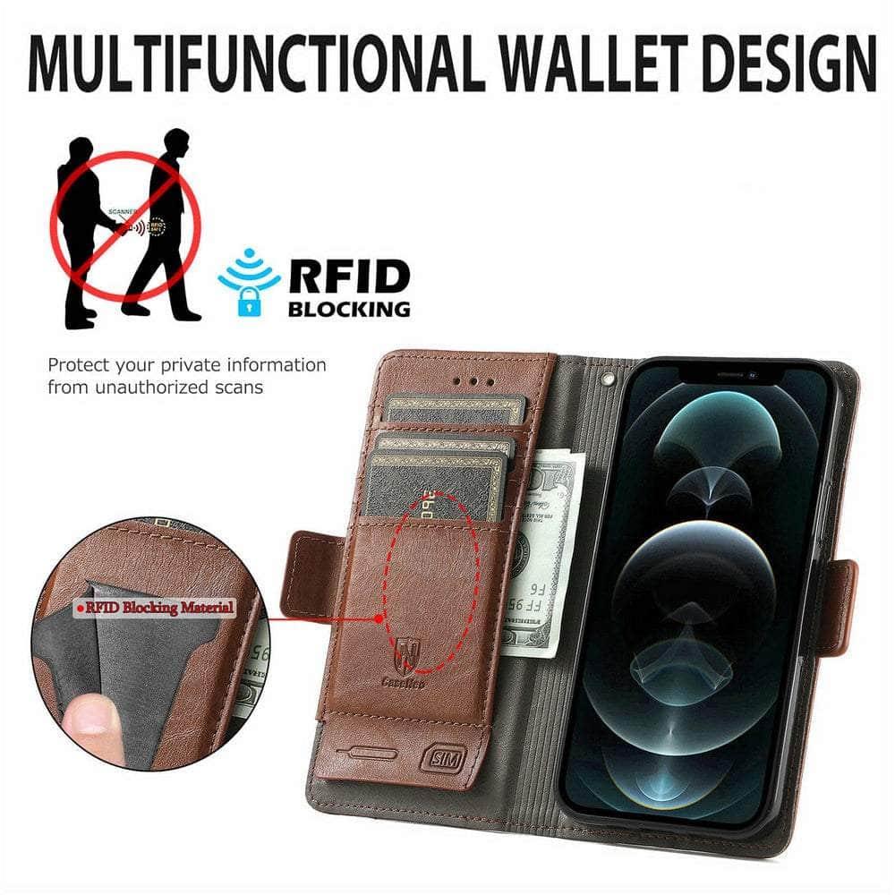 Google Pixel 6 Premium RFID Blocking Leather Wallet Case - Slim Protective Phone Cover with Card Slots for Business Professionals & Travelers