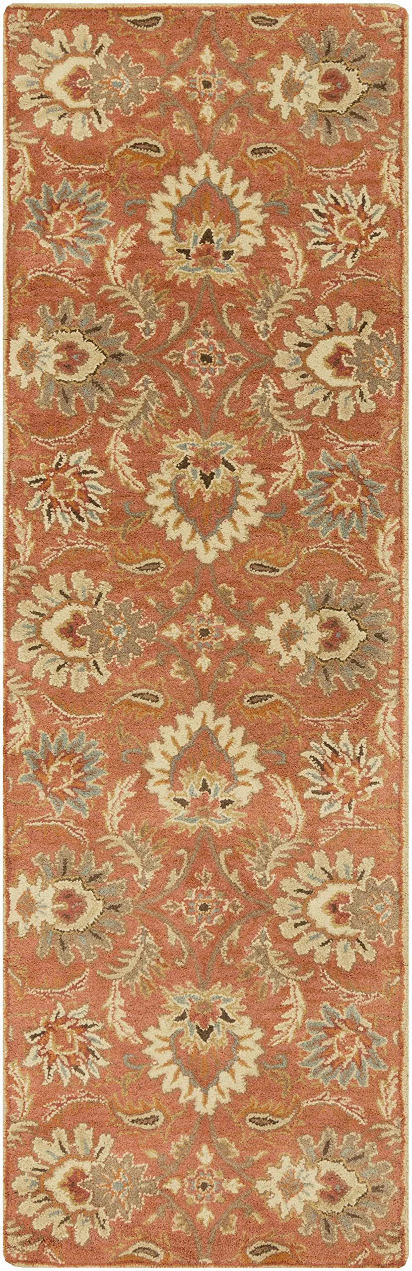 Hauteloom Chesterton Wool Area Rug - Traditional Brown, Green, Red 8' Round - Soft & Durable for Living Room, Bedroom, Office - Perfect for Home Decor & Cozy Spaces