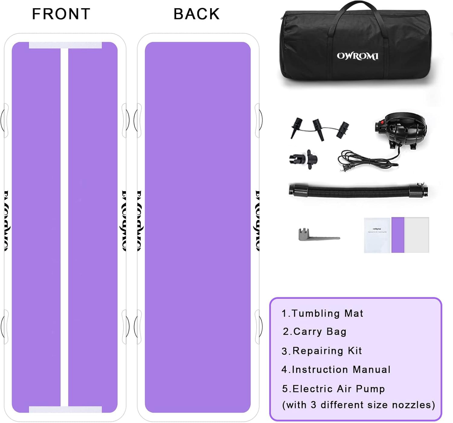 **Inflatable Air Gymnastics Mats for Kids - 10ft/13ft/16ft/20ft Tumble Track Training Mat with Electric Pump - 4/8 Inches Thick for Tumbling, Cheerleading & Home Gym Use**    *(Perfect for Indoor/Outdoor Gymnastics, Backyard Play, and Safe Tumbling Practice!)*