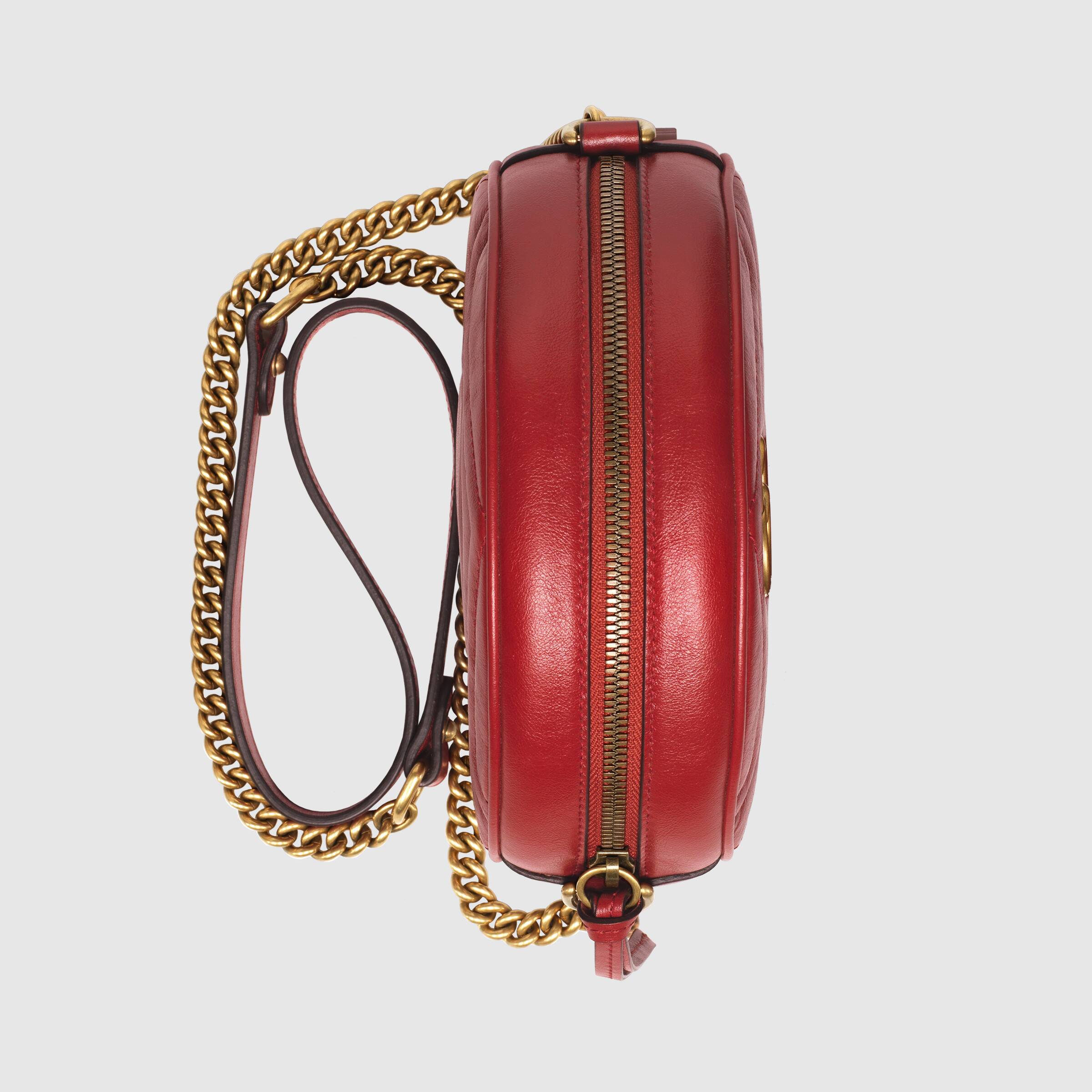 Gucci GG Marmont Mini Round Shoulder Bag in Wine Red - Luxury Crossbody Purse for Women, Perfect for Date Night & Evening Events
