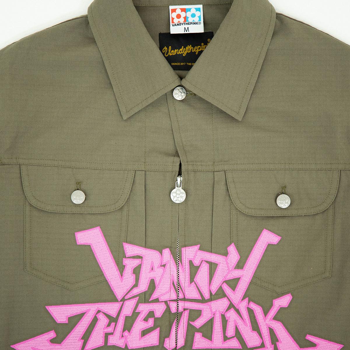 Graffiti Rip Stop Jacket in Khaki - Lightweight Durable Windbreaker for Urban Streetwear & Outdoor Adventures